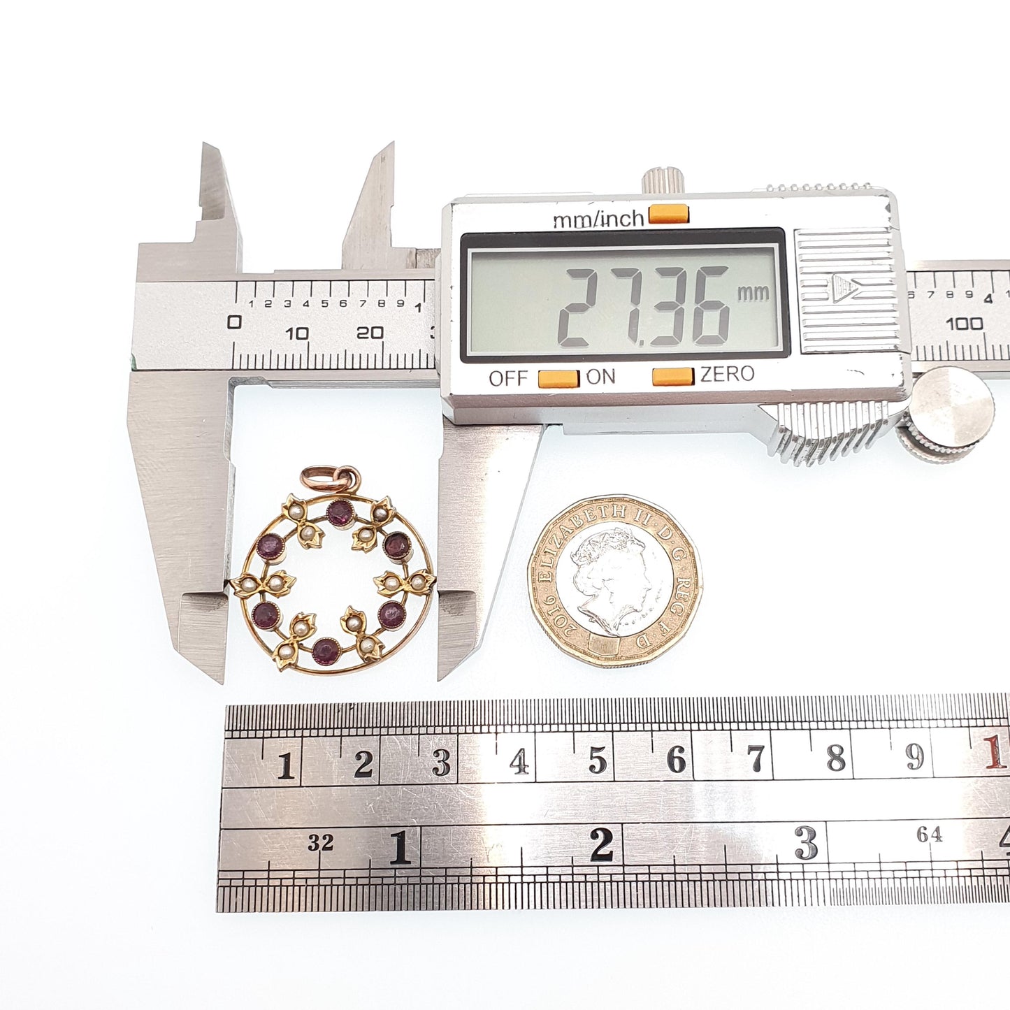 Antique Rolled Gold Amethyst Paste Necklace Pendant Seed Pearl Edwardian Art Nouveau Openwork Yellow Gold Filled Vintage Jewellery Jewelry