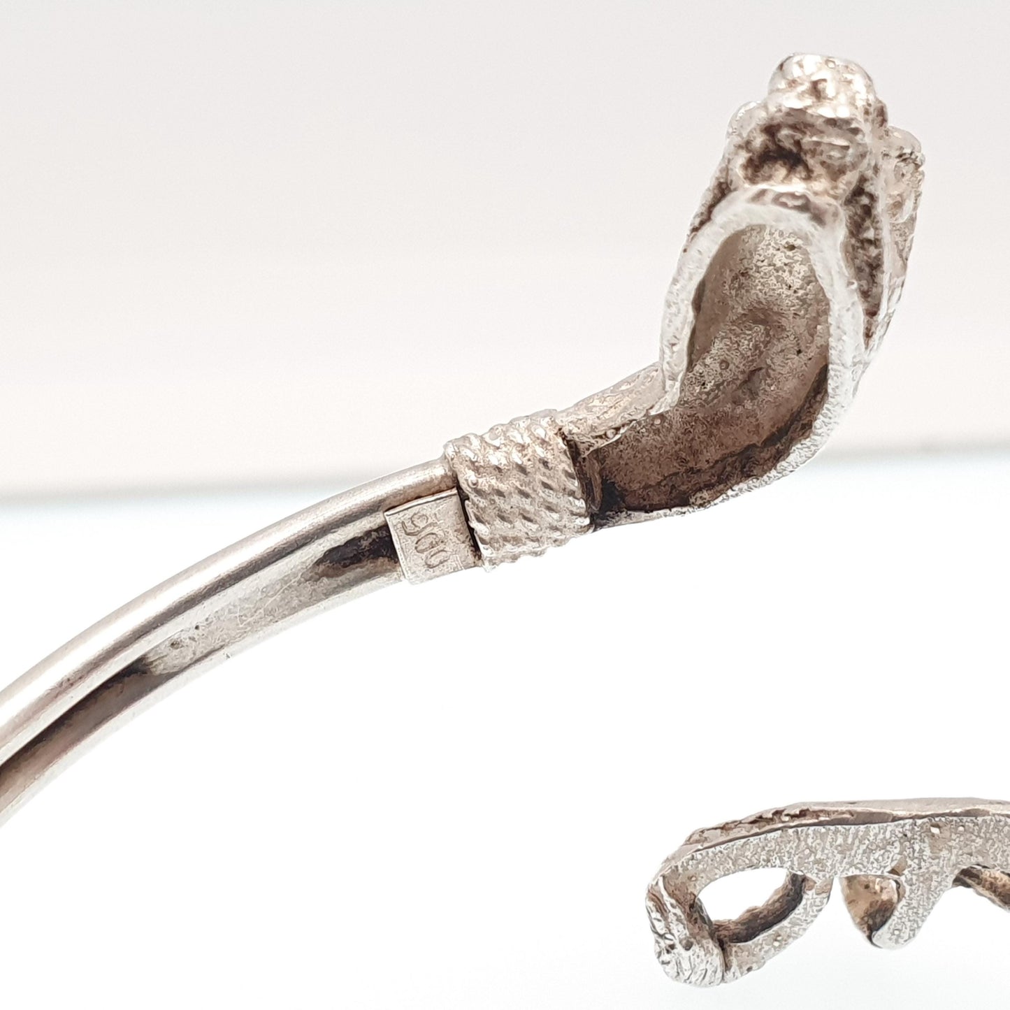 Antique Victorian Solid Silver Snake Bangle Bracelet Bypass Crossover Serpent Fine Estate Rare Vintage Womens Jewellery Jewelry