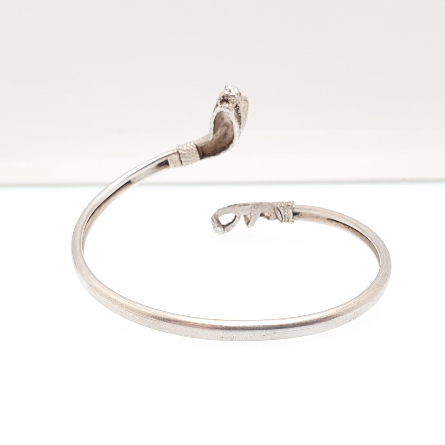 Antique Victorian Solid Silver Snake Bangle Bracelet Bypass Crossover Serpent Fine Estate Rare Vintage Womens Jewellery Jewelry