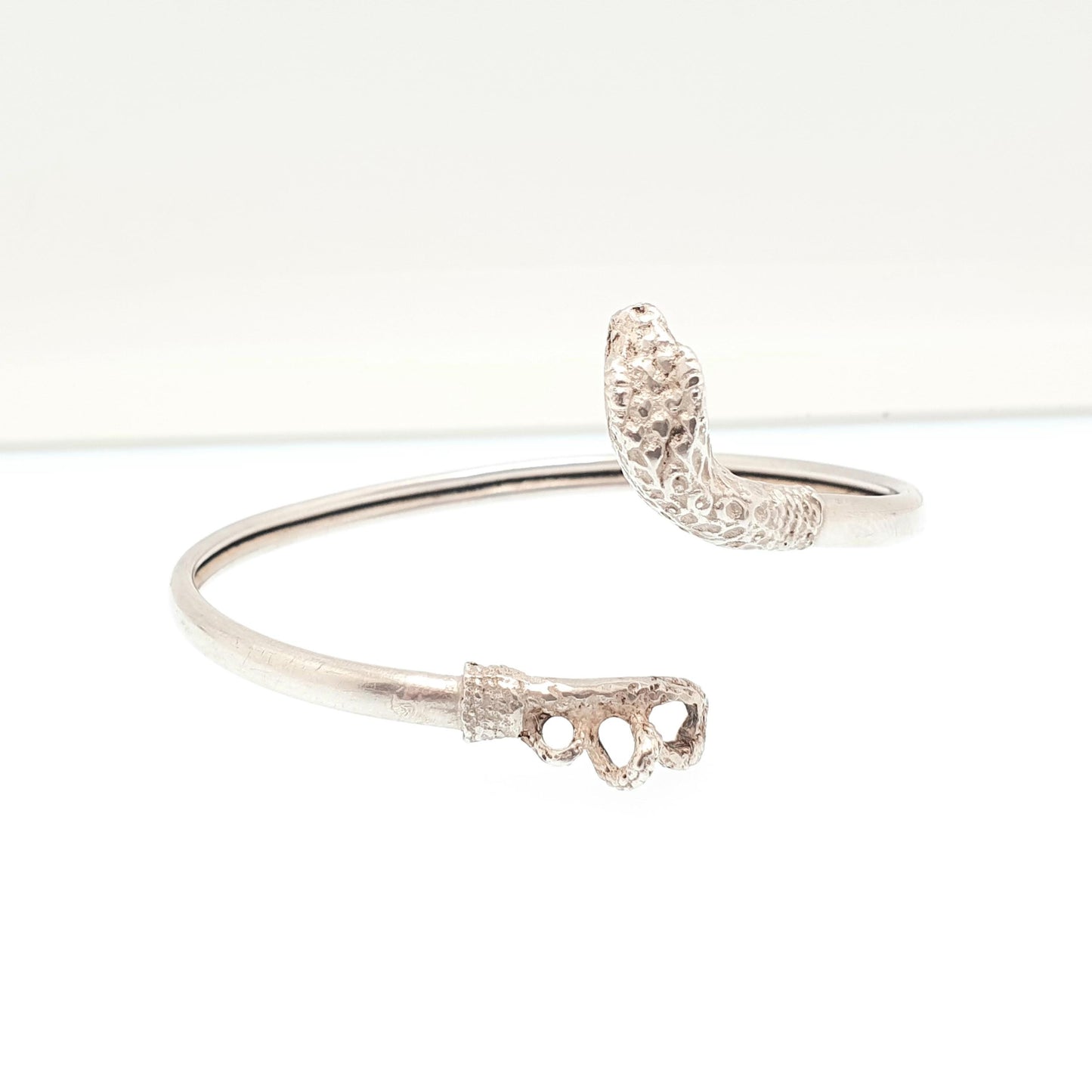 Antique Victorian Solid Silver Snake Bangle Bracelet Bypass Crossover Serpent Fine Estate Rare Vintage Womens Jewellery Jewelry