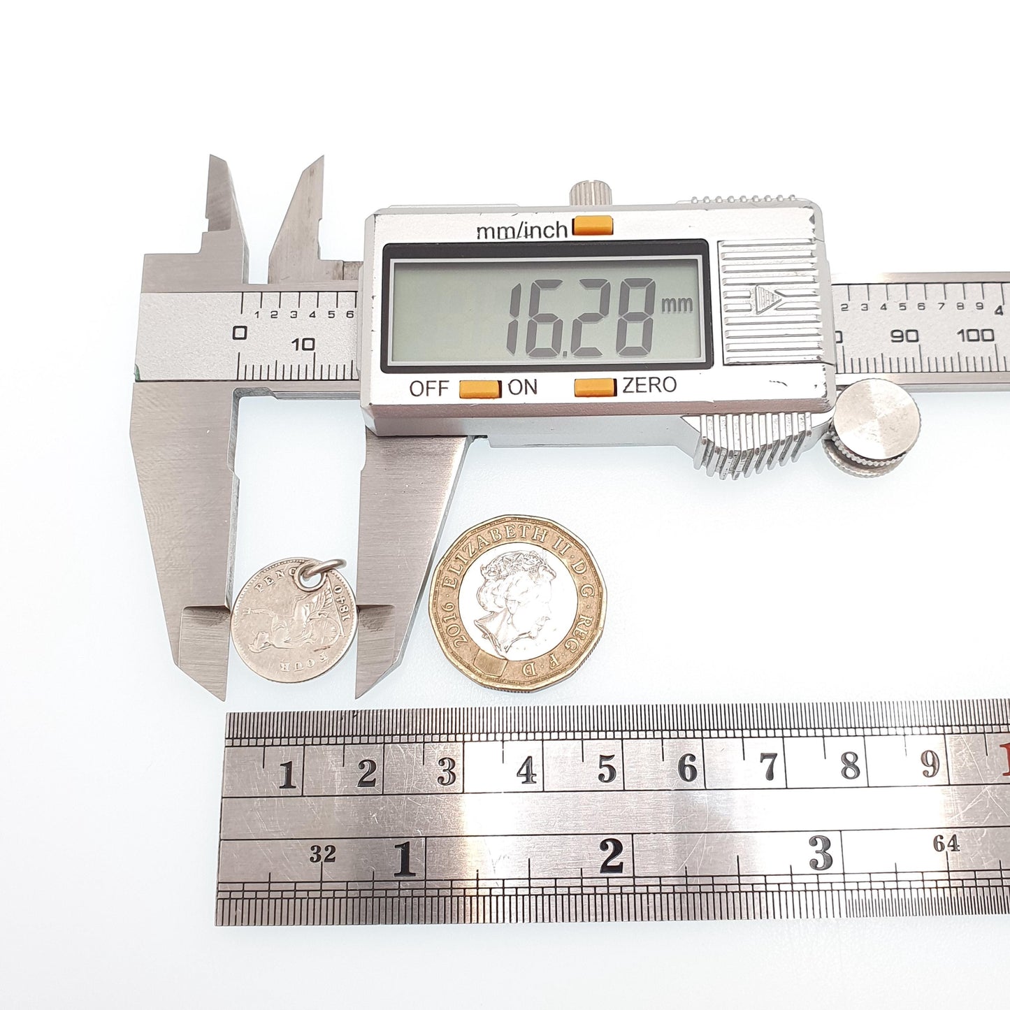 RESERVED/SOLD DON Antique Victorian Threepence Coin 1840 Necklace Pendant Sterling Silver Bracelet Charm Old Vintage Mens Womens 1800s