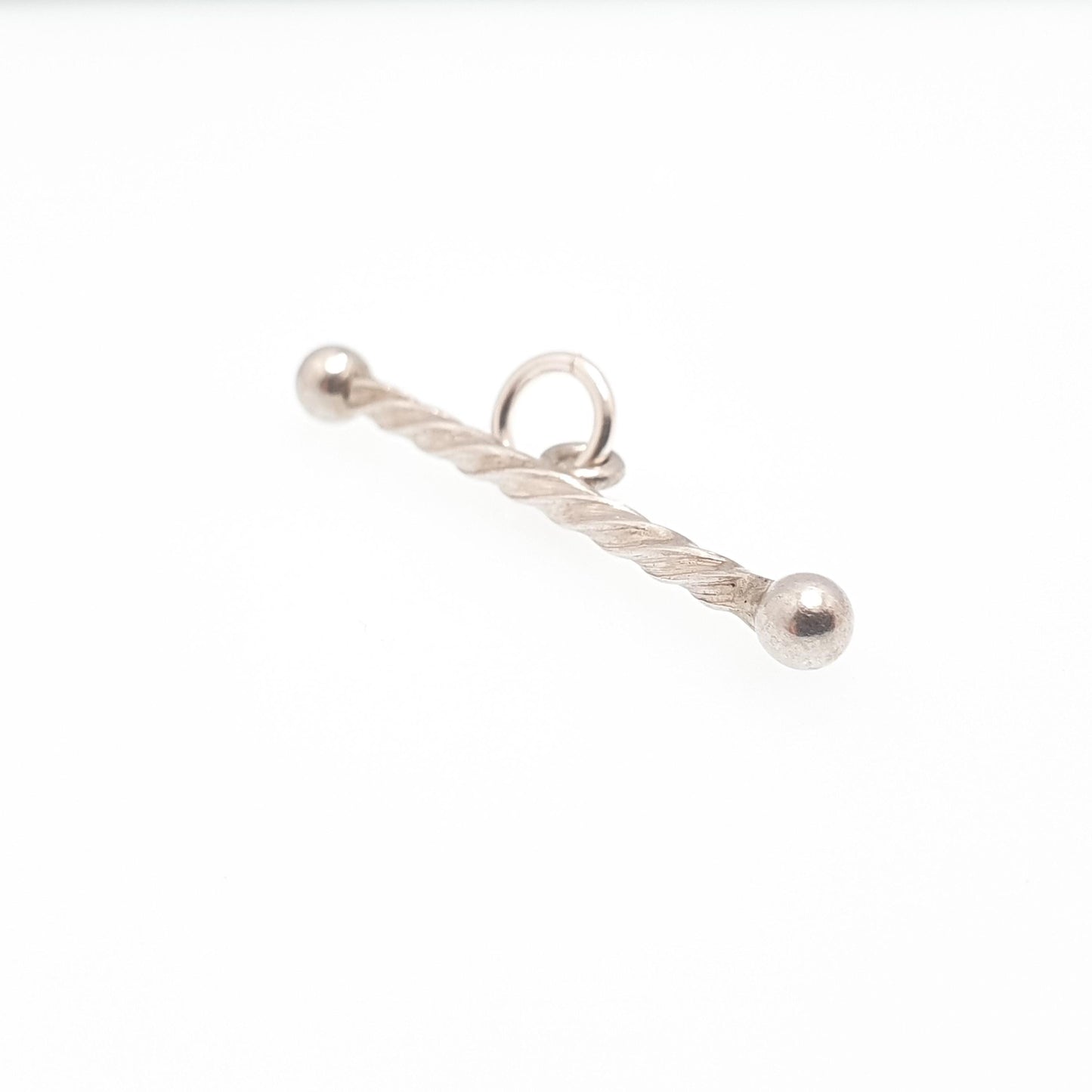 Antique Solid Silver T Bar Pendant Fob Victorian Necklace Albertina Chain Pocket Watch Charm 1800s Plain Vintage Womens Jewelry Jewellery