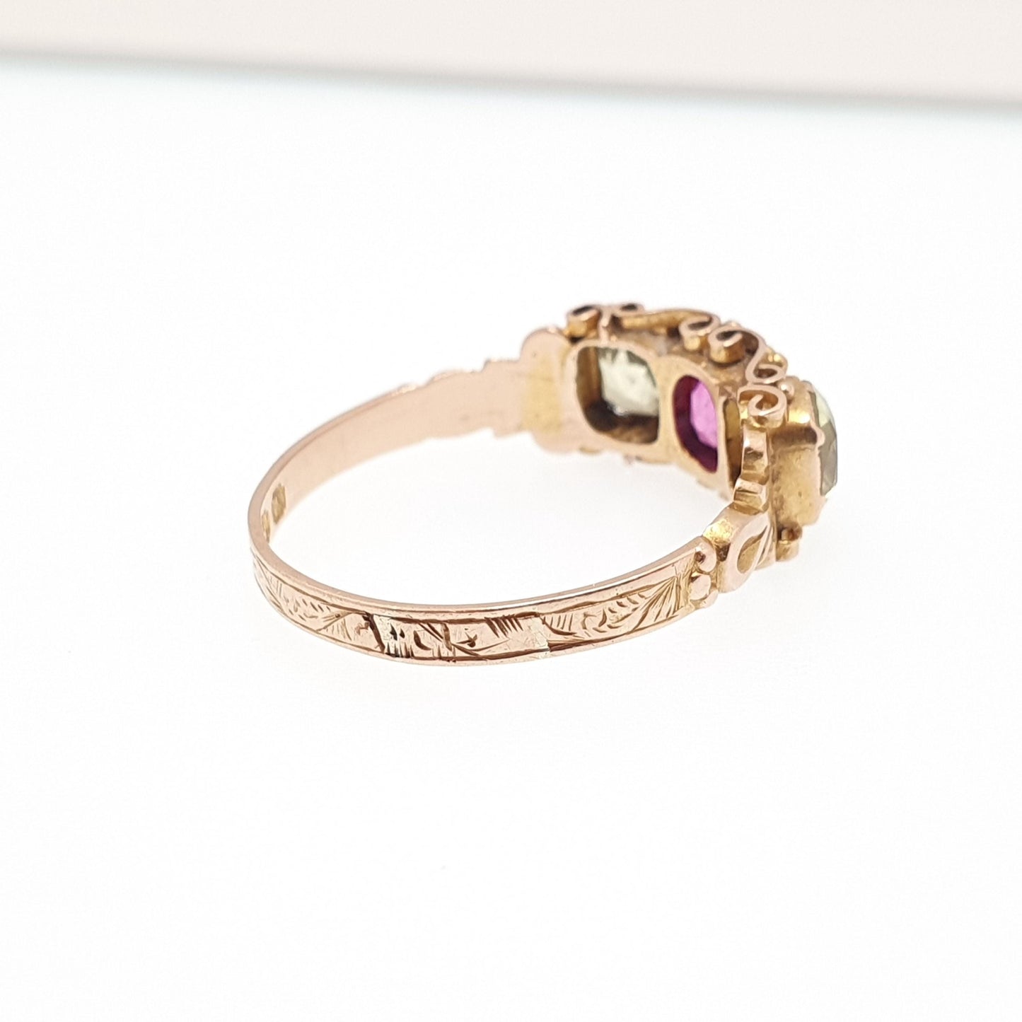 Antique 15ct Gold Natural Ruby & Topaz Ring Mid Victorian 1871 Hallmark Solid 15 Carat Square Cut Gemstone Fine Vintage Jewelry Jewellery
