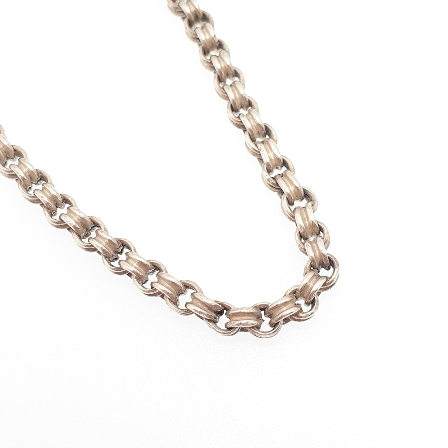 Antique Victorian Sterling Silver Belcher Link Bracelet Dog Clip Rolo Links 5.58g 17.5cm Vintage Albert Chain Mens Womens Jewelry Jewellery