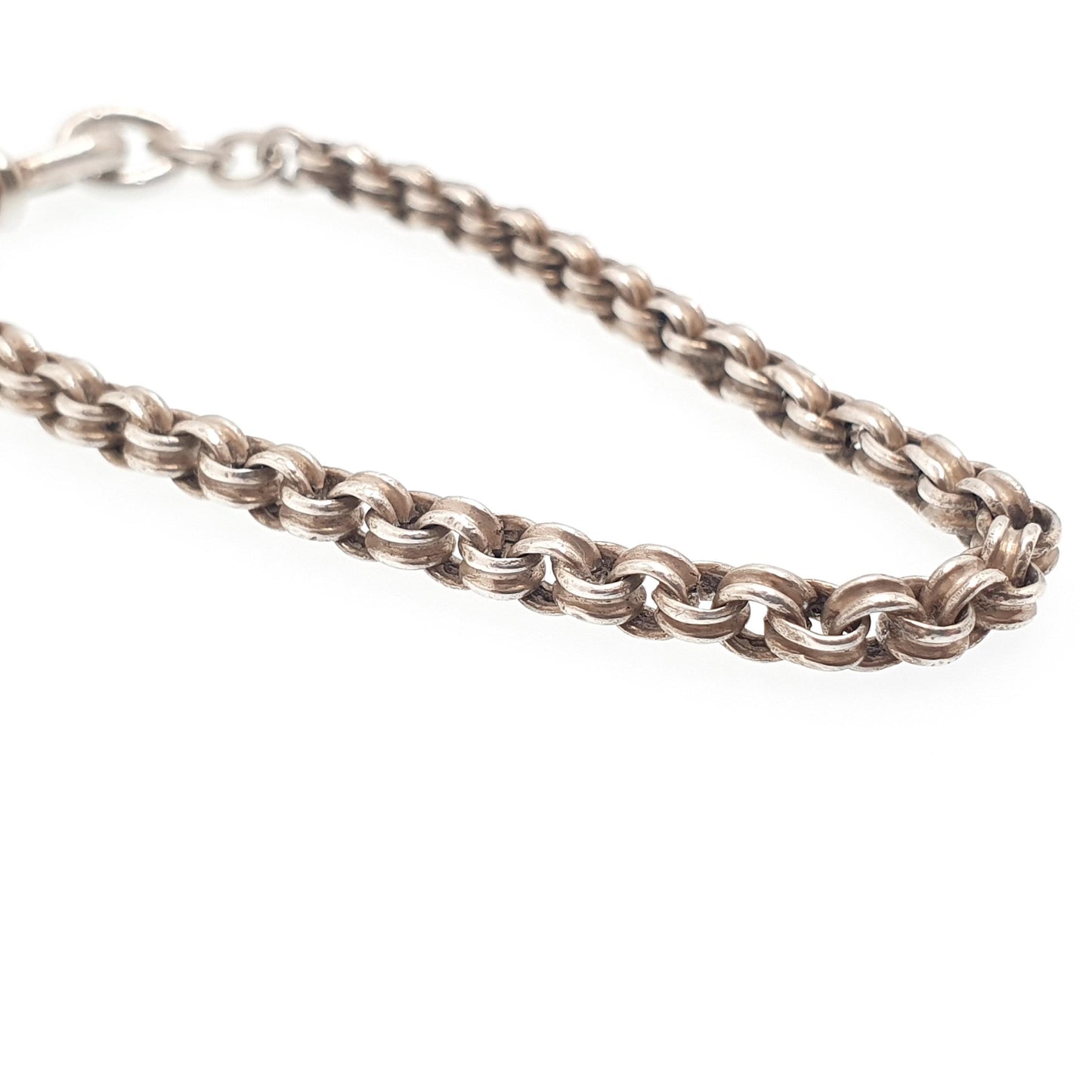 Antique Victorian Sterling Silver Belcher Link Bracelet Dog Clip Rolo Links 5.58g 17.5cm Vintage Albert Chain Mens Womens Jewelry Jewellery