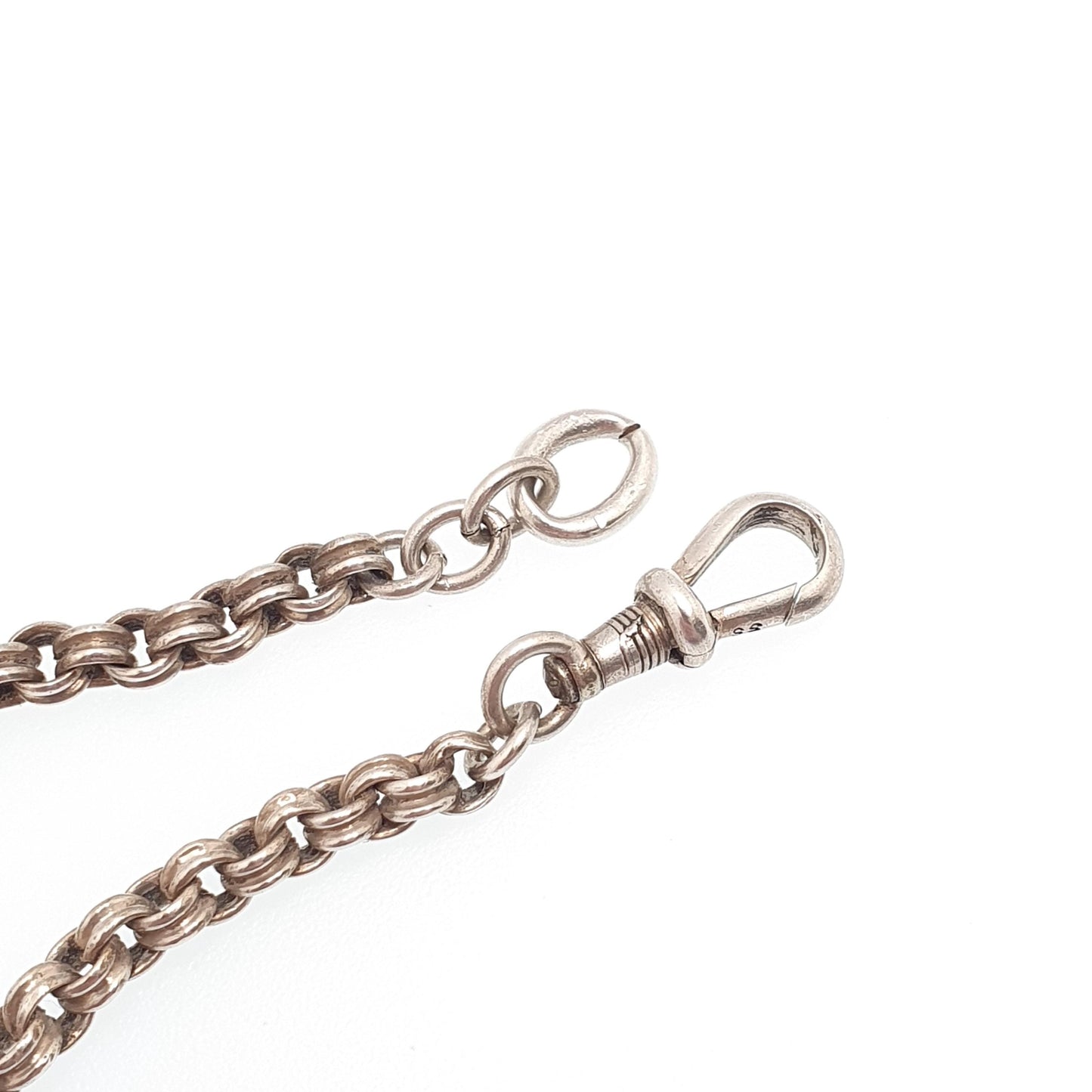 Antique Victorian Sterling Silver Belcher Link Bracelet Dog Clip Rolo Links 5.58g 17.5cm Vintage Albert Chain Mens Womens Jewelry Jewellery