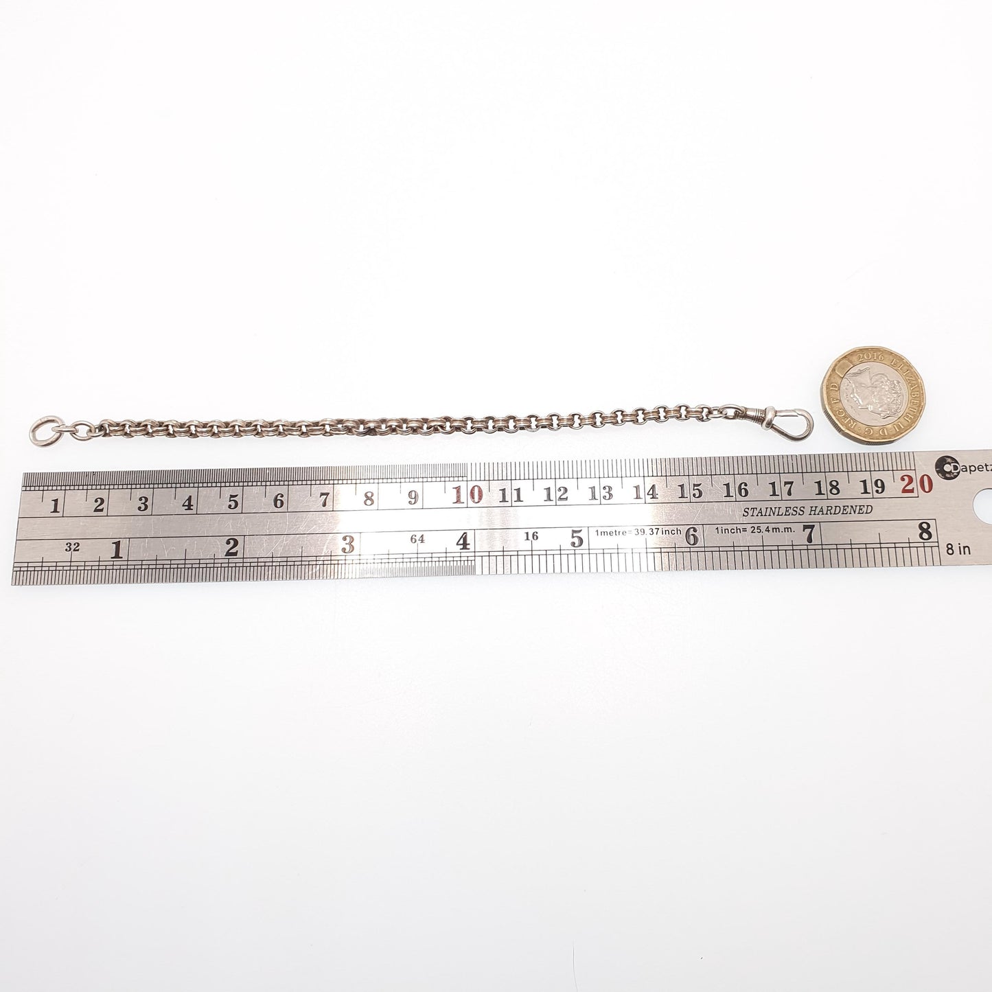 Antique Victorian Sterling Silver Belcher Link Bracelet Dog Clip Rolo Links 5.58g 17.5cm Vintage Albert Chain Mens Womens Jewelry Jewellery