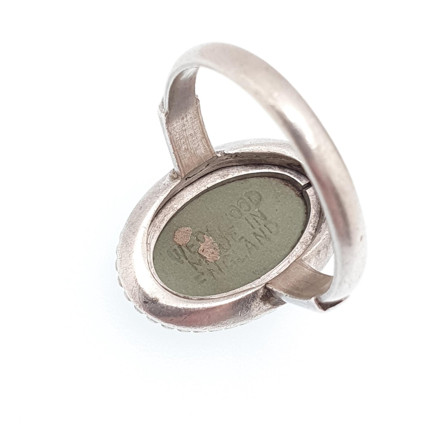 Vintage Sterling Silver Wedgwood Ring Green Jasperware Cameo Signet Genuine Josiah 1971 Hallmarked Women Ladies Retro Jewelry Jewellery