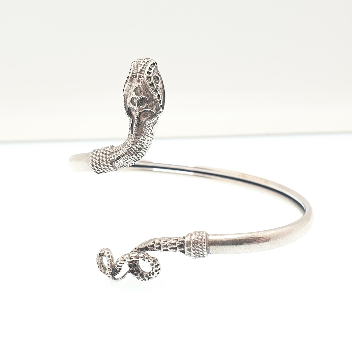 Antique Solid Silver Snake Bangle Bracelet Victorian Bypass Crossover Serpent Fine Estate Rare Vintage Womens Jewellery Jewelry