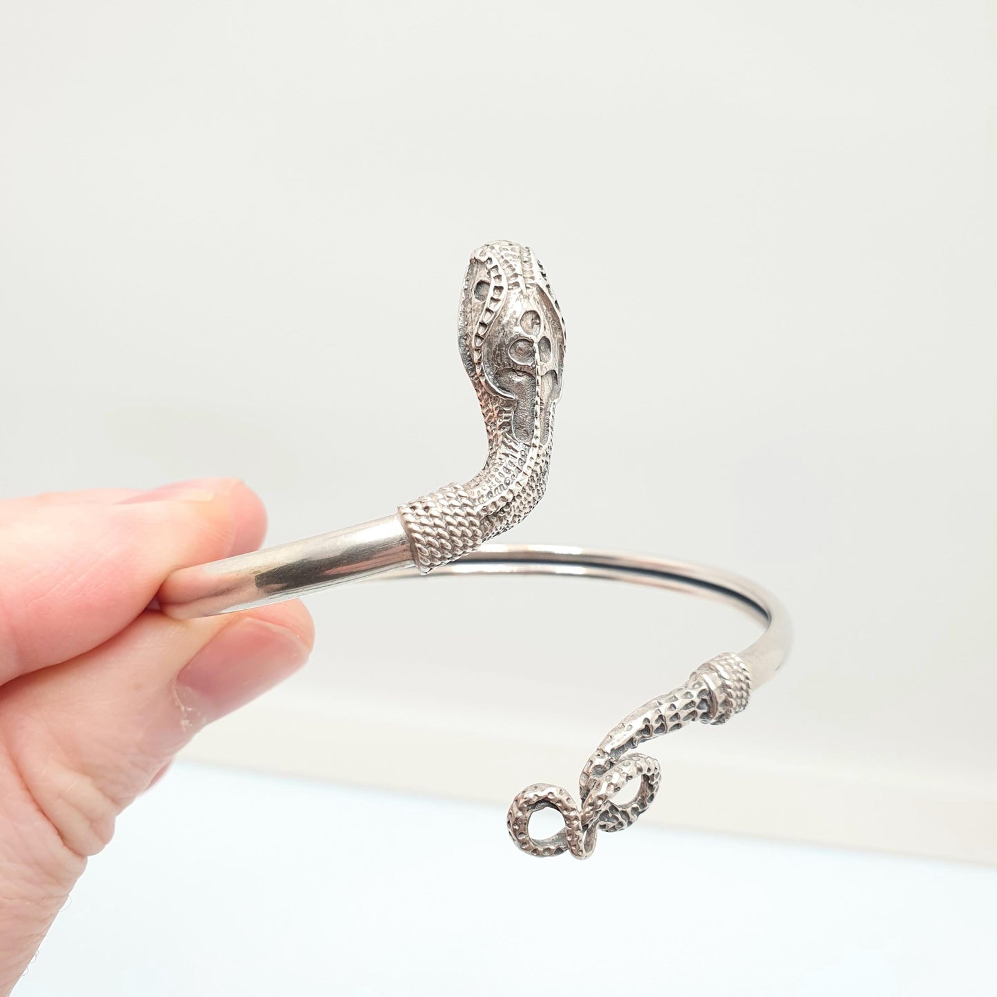 Antique Solid Silver Snake Bangle Bracelet Victorian Bypass Crossover Serpent Fine Estate Rare Vintage Womens Jewellery Jewelry