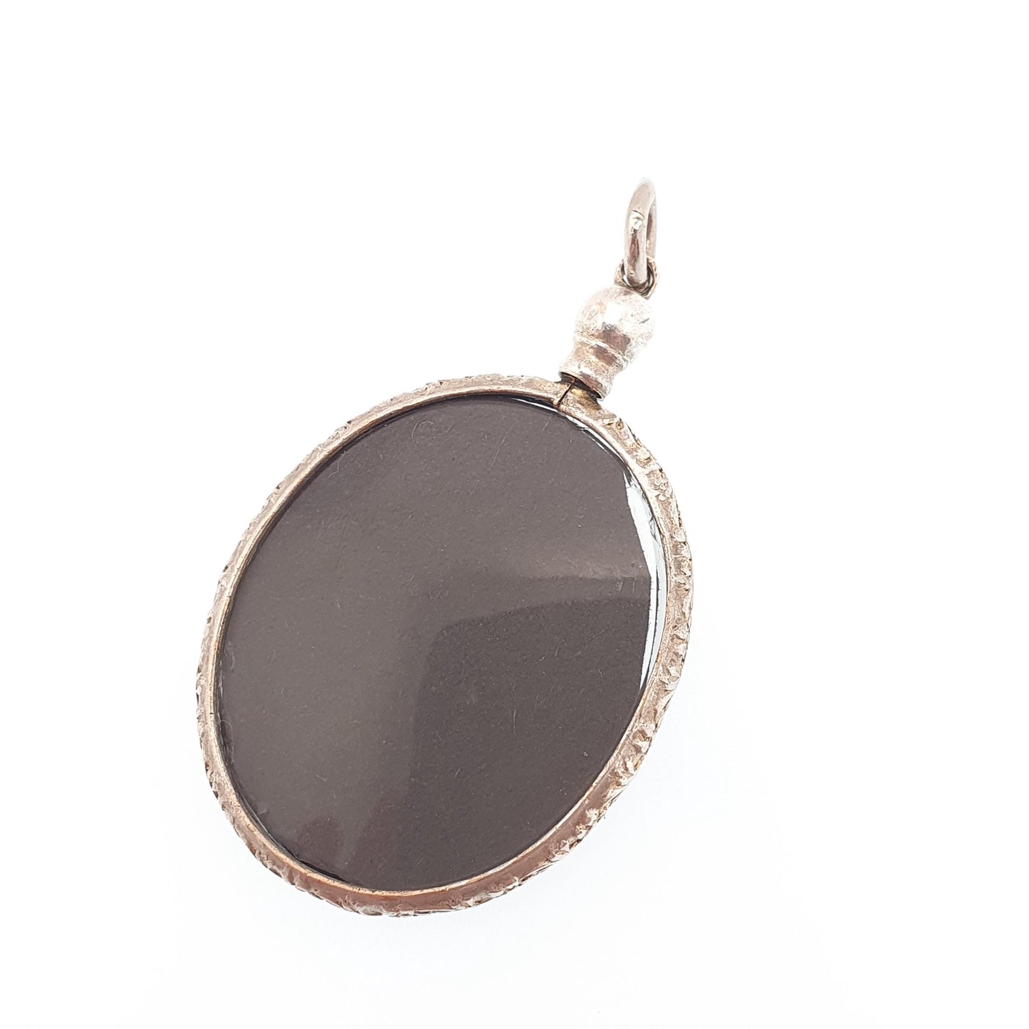 Antique Solid Silver Locket Pendant Double Sided Necklace Picture Photo Oval Embossed Vintage Fine Estate Womens Jewelry Jewellery