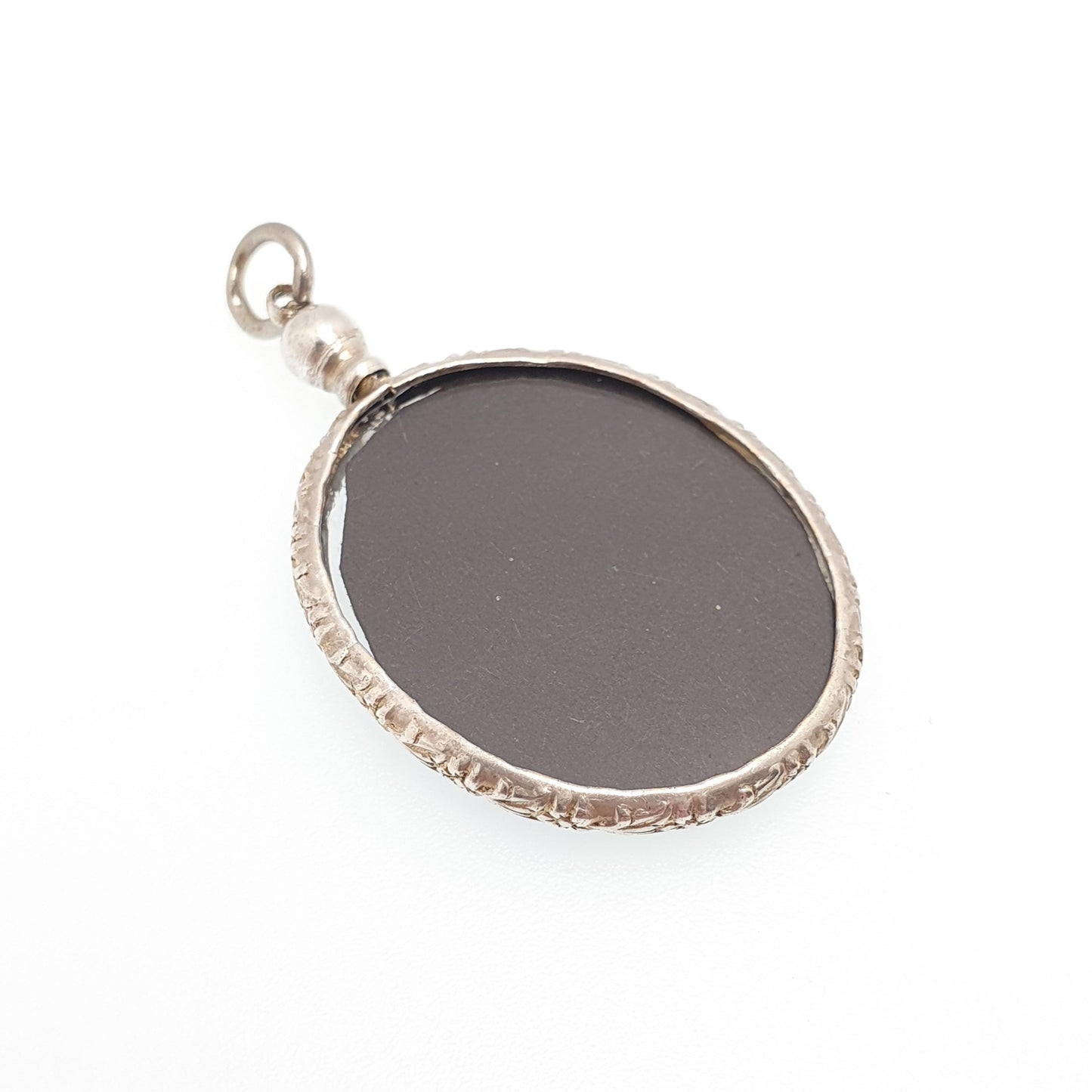 Antique Solid Silver Locket Pendant Double Sided Necklace Picture Photo Oval Embossed Vintage Fine Estate Womens Jewelry Jewellery