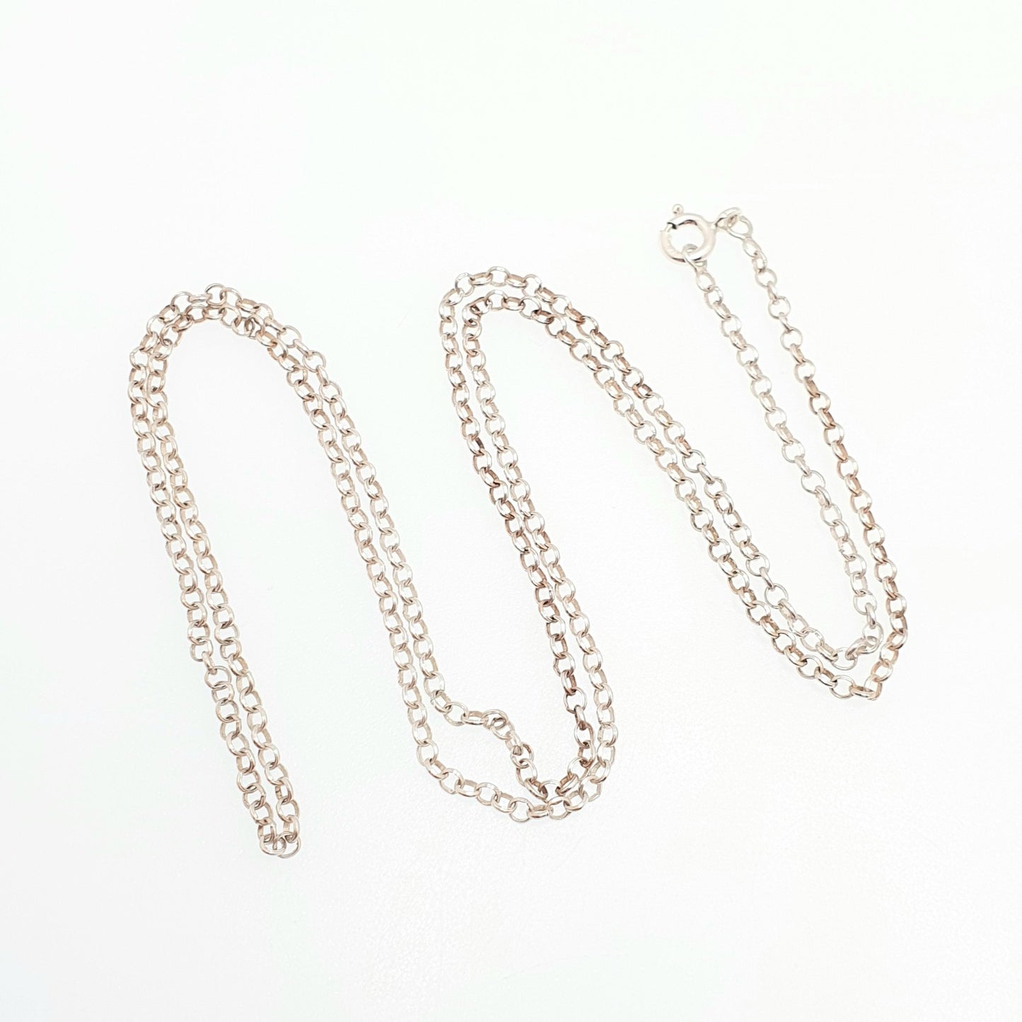 RESERVED/SOLD DON Vintage Solid Silver Rolo Link Chain Necklace 60cm 23.6" 4.18g Belcher Chains 1970s Big Round Solid 925