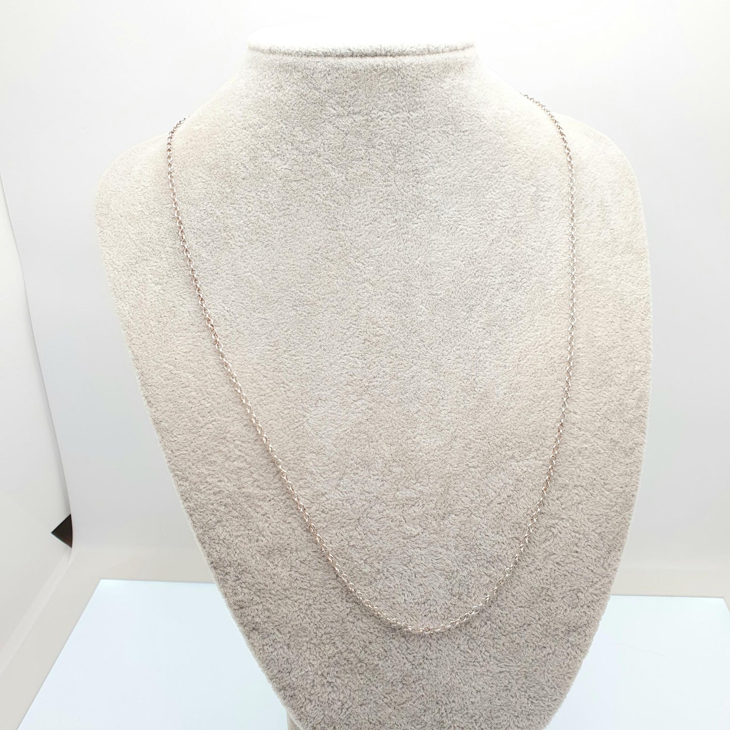 RESERVED/SOLD DON Vintage Solid Silver Rolo Link Chain Necklace 60cm 23.6" 4.18g Belcher Chains 1970s Big Round Solid 925
