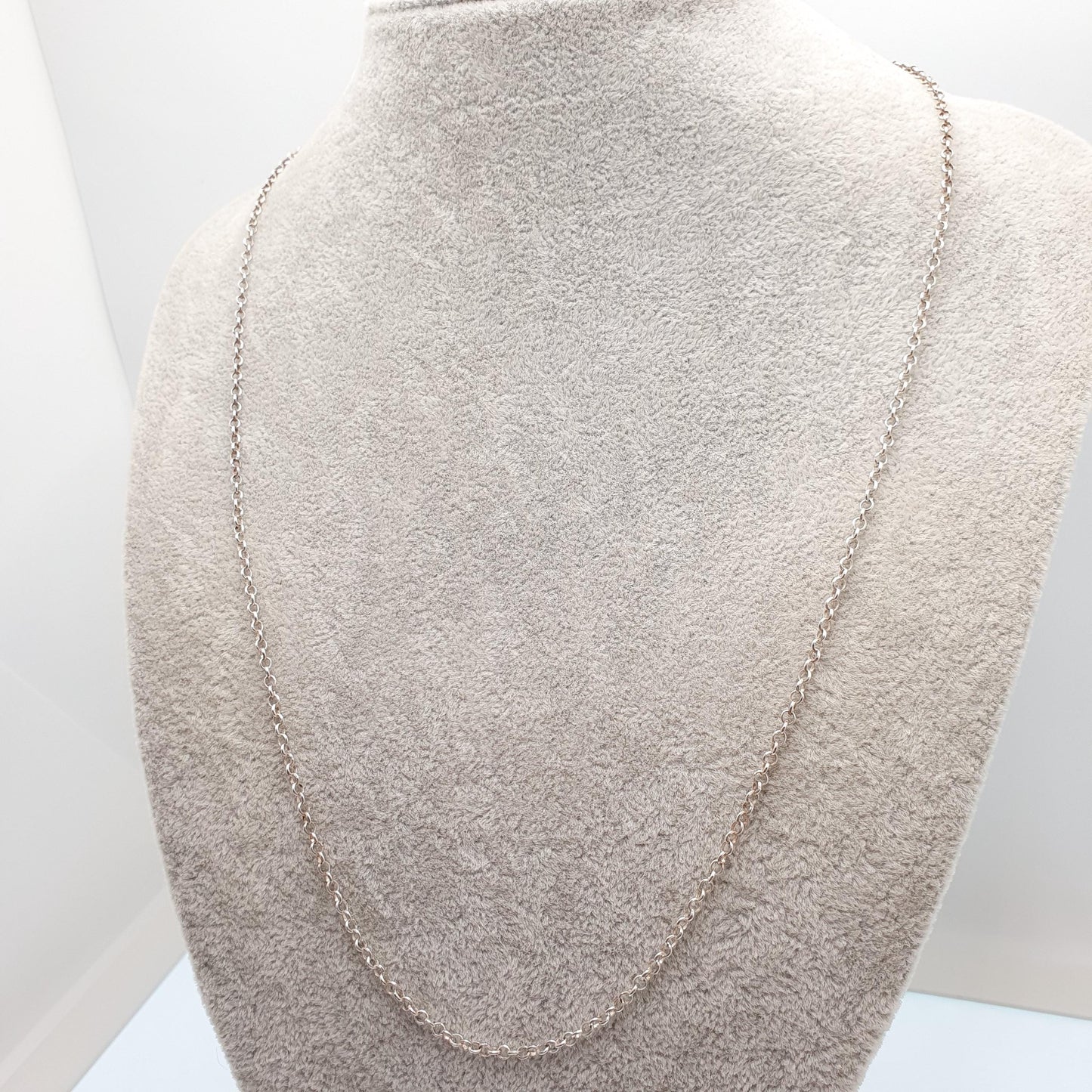 RESERVED/SOLD DON Vintage Solid Silver Rolo Link Chain Necklace 60cm 23.6" 4.18g Belcher Chains 1970s Big Round Solid 925