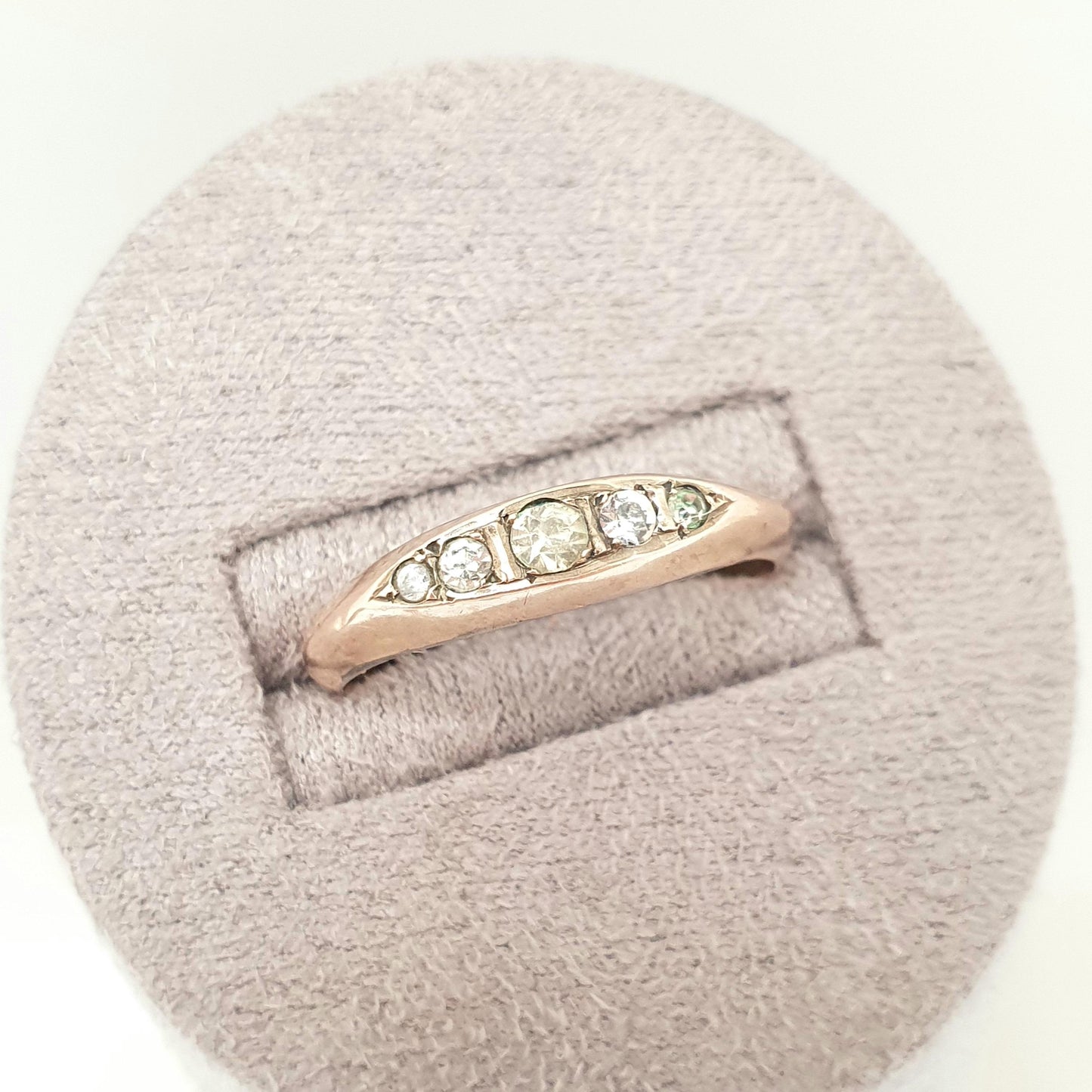 Antique 9ct 9k Rose Gold Diamond Paste Ring Victorian 5 Five Stone Diamond Pastes Solid 9kt 375 Cut 9 Carat Womens Vintage Jewelry Jewellery