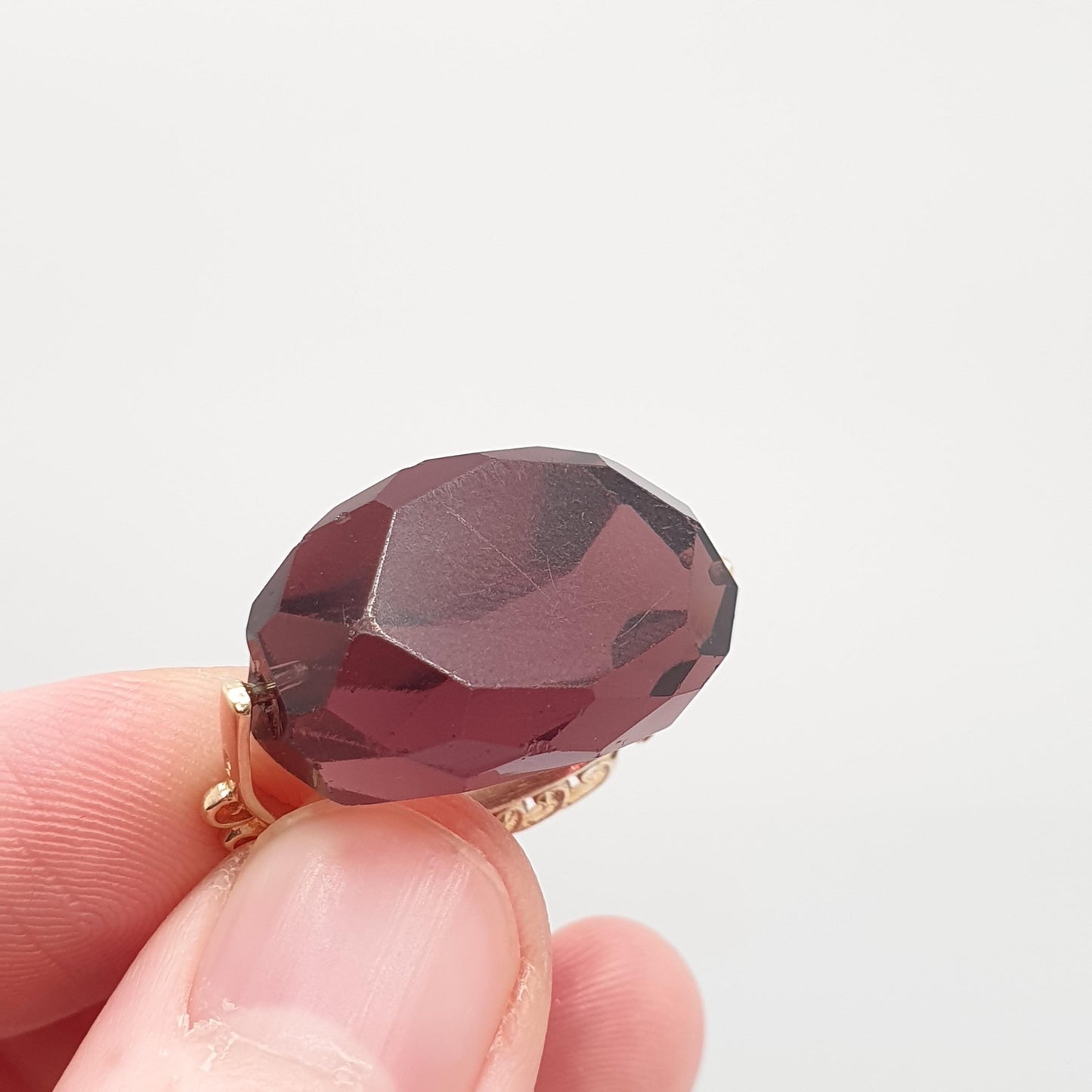 Vintage 9ct 9k Gold Spinner Fob Pendant Amethyst Paste Large Big Victorian Revival Hallmark Necklace Solid 375 Womens Jewelry Jewellery