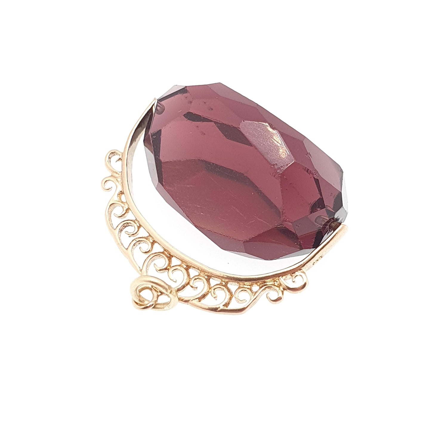 Vintage 9ct 9k Gold Spinner Fob Pendant Amethyst Paste Large Big Victorian Revival Hallmark Necklace Solid 375 Womens Jewelry Jewellery