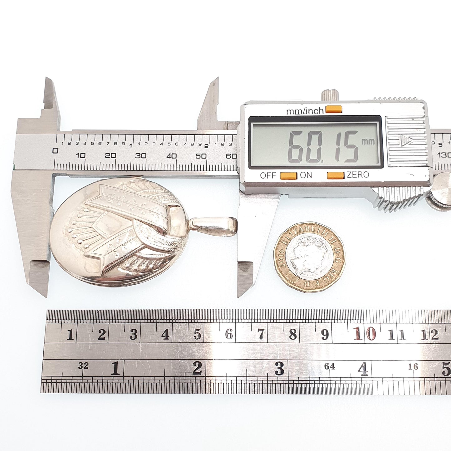 Vintage Sterling Silver Large Locket Pendant Victorian Style Necklace Embossed Scroll Huge Big Oval Solid 925 Retro Jewelry Womens Jewellery