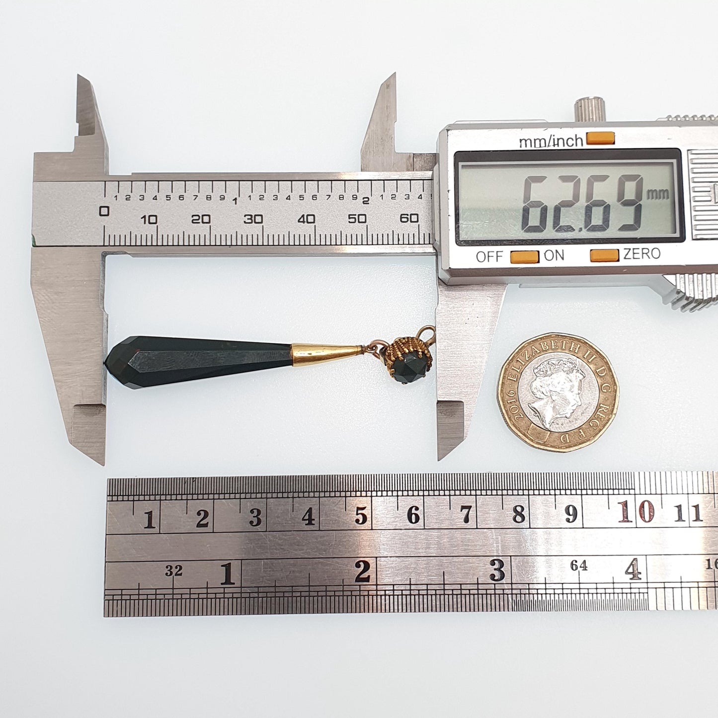 Antique 18ct Gold Bloodstone Pendant Victorian Necklace Large Solid 18k 750 18kt Genuine Gemstone Teardrop Vintage Womens Jewellery Jewelry