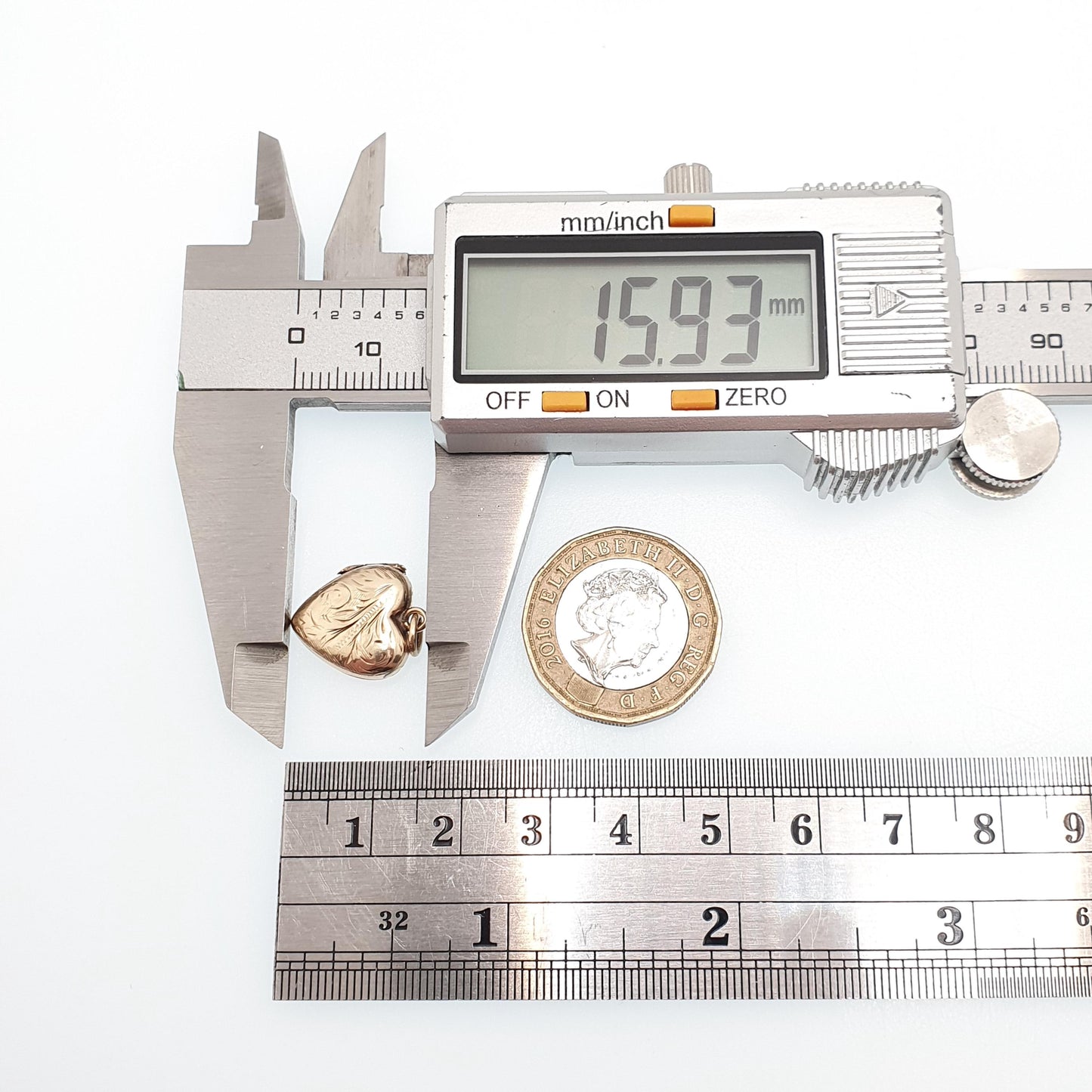 Antique 9ct Gold Heart Locket Tiny Puffer Small Cute Engraved Solid 9k 375 Pendant Back & Front Necklace Sweet Gift Jewelry Womens Jewellery