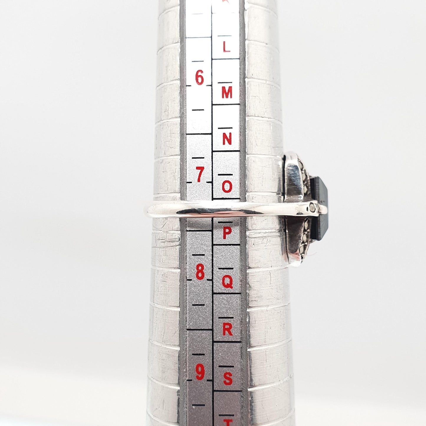 Antique Art Deco Solid Silver Hematite Marcasite Square Cut Cocktail Flapper 1920s Vintage Black Gemstone Genuine Ladies Womens Jewelry