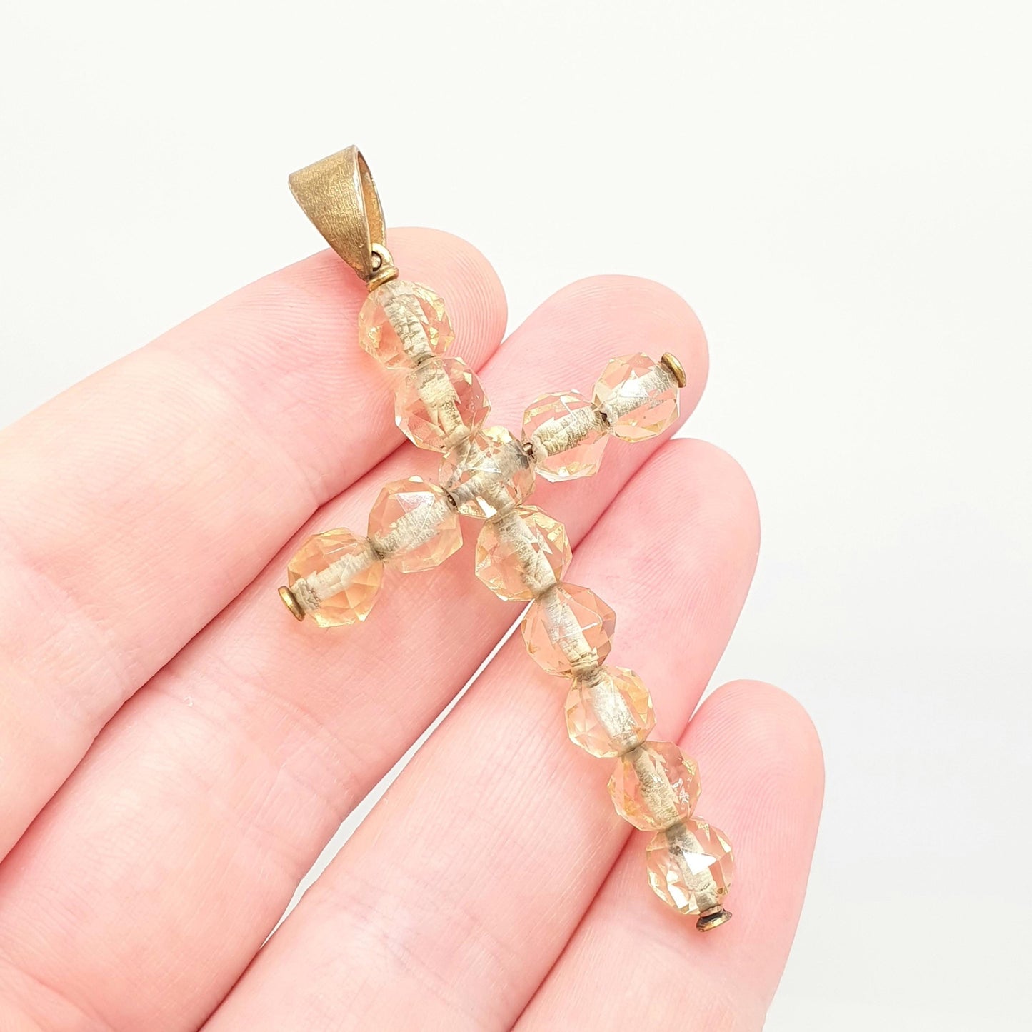 Antique Natural Citrine Crucifix Pendant Victorian Necklace Genuine Gemstone Orange Quartz Gold Gilt Oval Cut Quartz Vintage Mens Womens