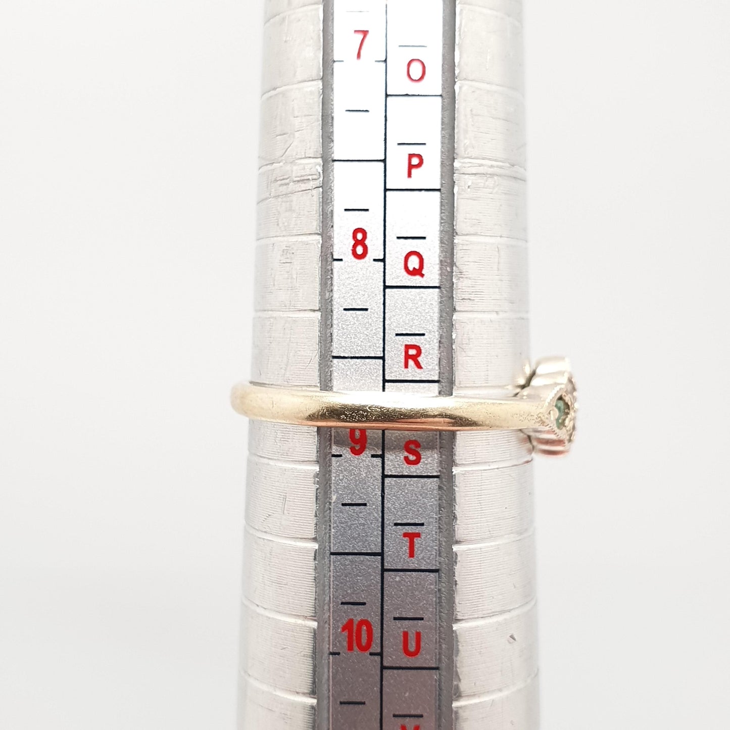 Vintage Real Emerald Gold Sterling Silver Ring Genuine Emearld Gemstone Vermeil Gilt CZ Cluster Retro Modernist Womens Jewelry Jewellery