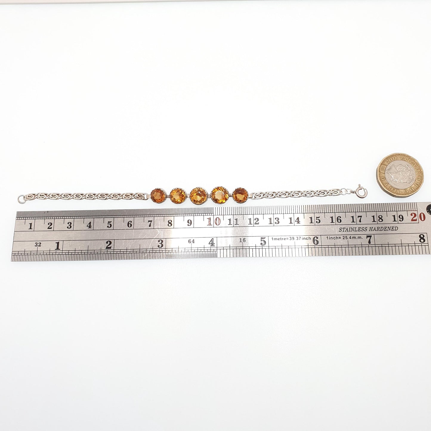 Antique Natural Citrine Solid Silver Bracelet Victorian Genuine Real Gemstones Byzantine Link Rare Vintage Womens Jewelry Jewellery