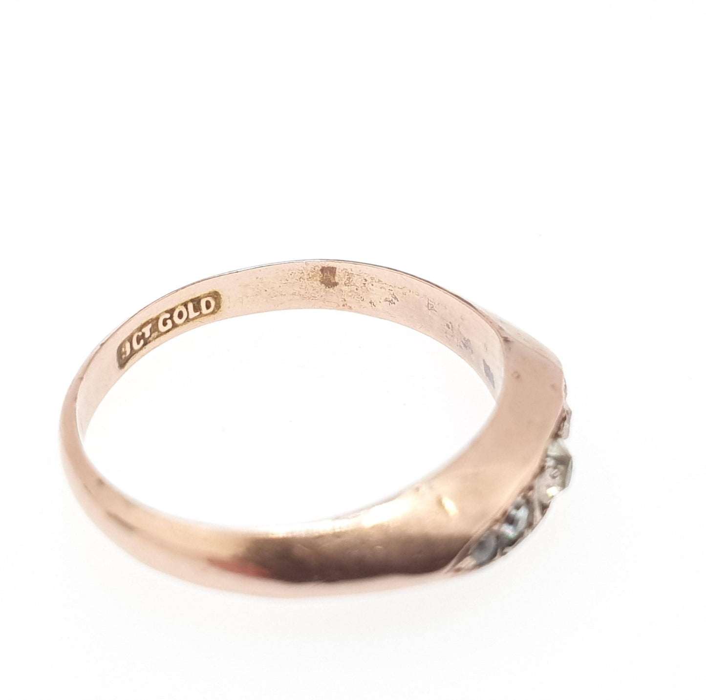 Antique 9ct 9k Rose Gold Diamond Paste Ring Victorian 5 Five Stone Diamond Pastes Solid 9kt 375 Cut 9 Carat Womens Vintage Jewelry Jewellery
