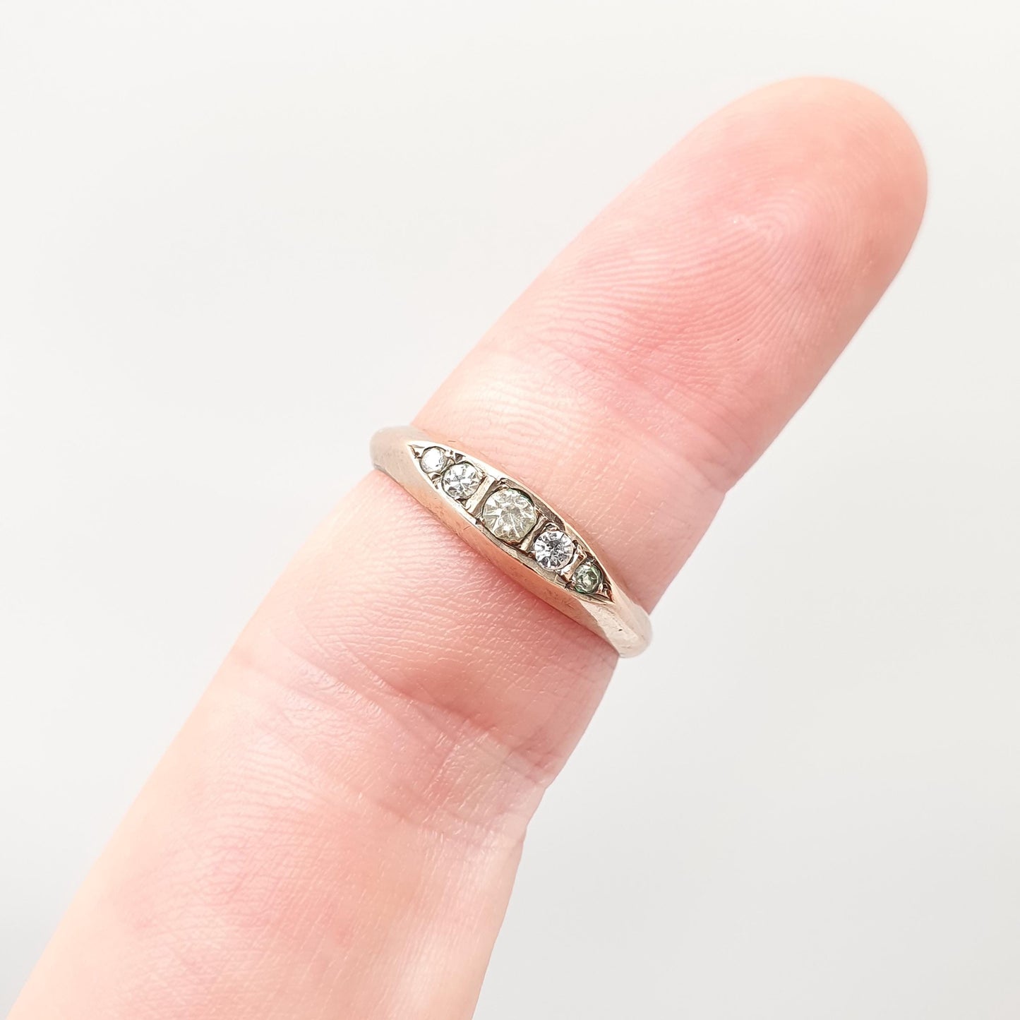 Antique 9ct 9k Rose Gold Diamond Paste Ring Victorian 5 Five Stone Diamond Pastes Solid 9kt 375 Cut 9 Carat Womens Vintage Jewelry Jewellery