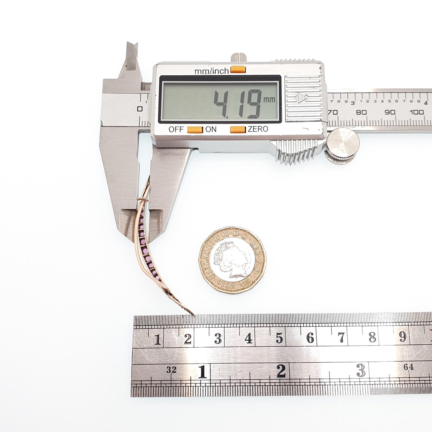 Antique Victorian 9ct 9k Gold Crescent Moon Brooch Pink Tourmaline Solid Silver Rose 9kt Solid 375 Celestial Womens Jewelry Jewellery