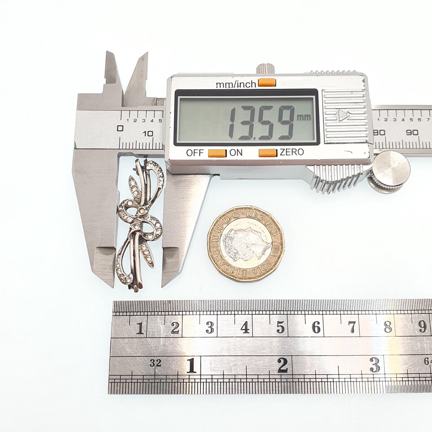 Antique Solid Silver Diamond Paste Brooch Art Deco Bow Ribbon Pin Scroll 1920s Flapper Sparkly Vintage Ladies Womens Jewellery Jewelry