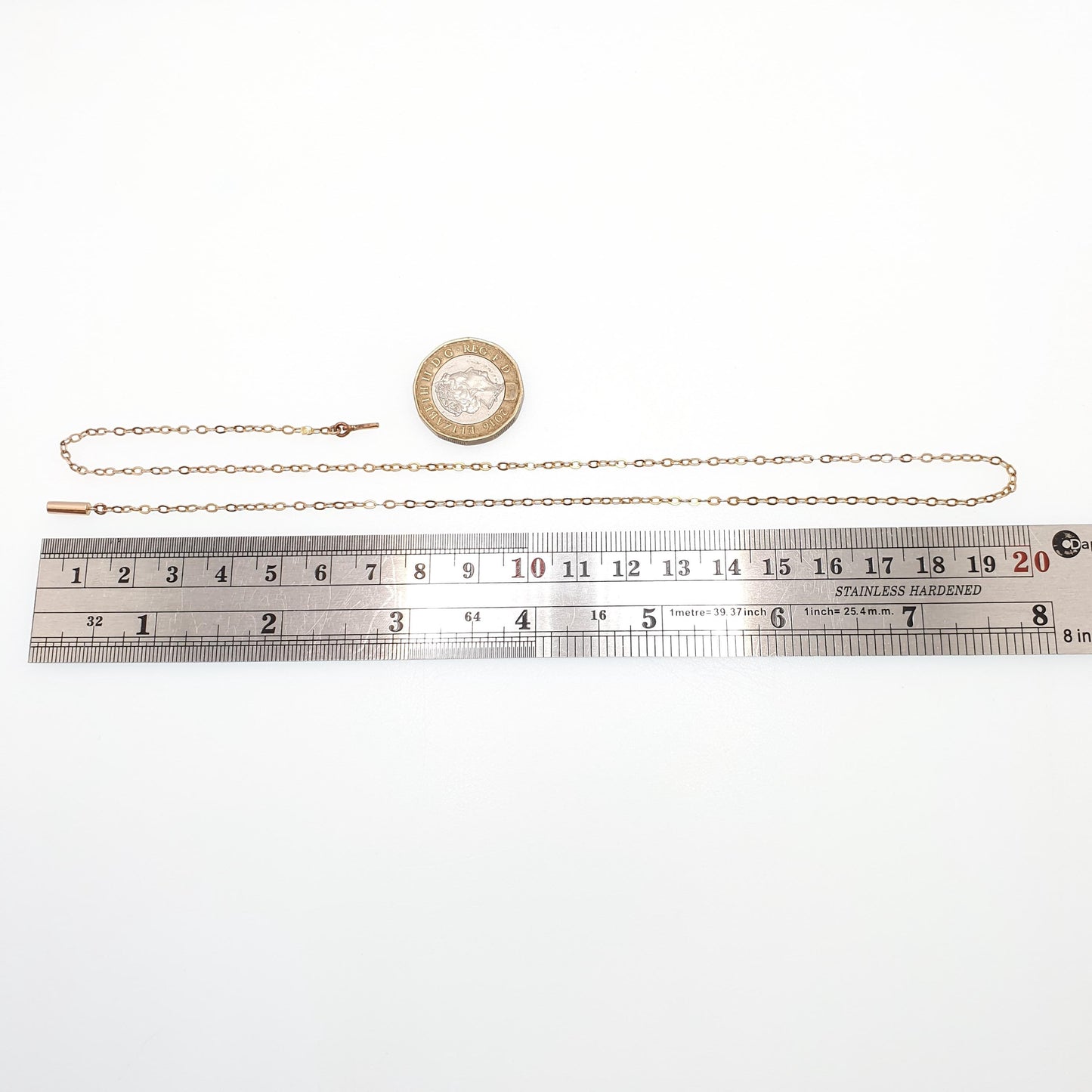 Antique 9ct 9k Gold Chain Necklace Victorian Cable Link Solid 375 46cm 18.1" 2.70g Trace Fine Estate Genuine Vintage Womens Jewelry