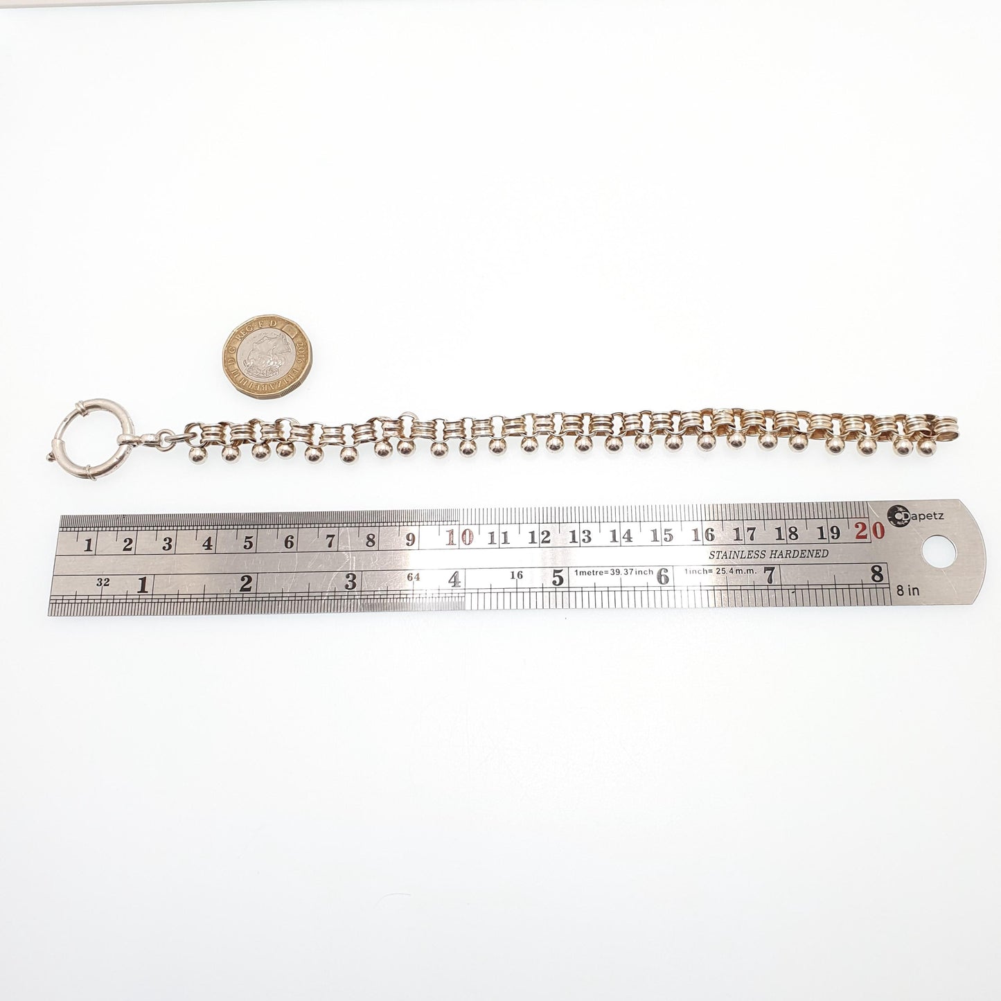 Antique Victorian Solid Silver Bracelet Bead & Belcher Chain Rolo Links Vintage Albert Albertina Book Chain Vintage Womens Jewellery Jewelry