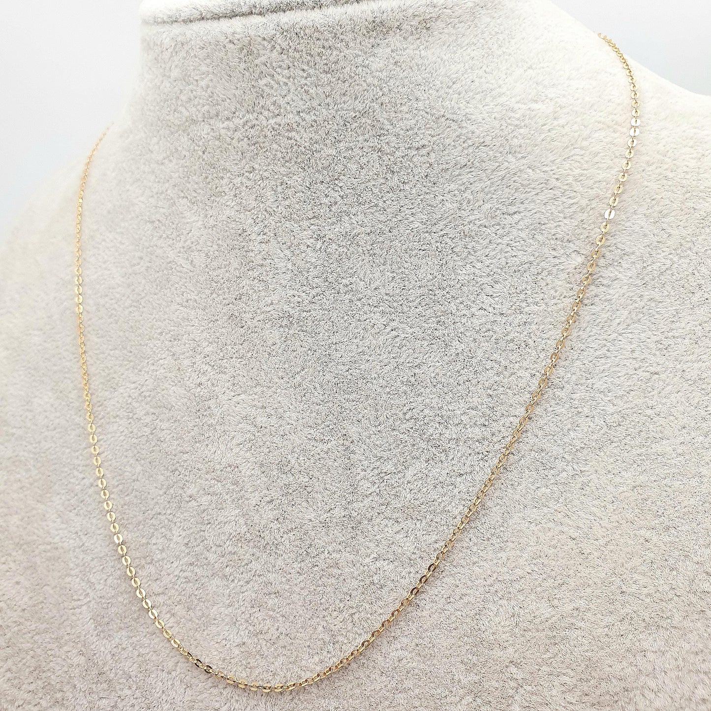 Vintage 9k 9ct Gold Chain Necklace Cable Trace Link 47cm 18.5" 1.74g Solid 375 Links Long Fine 9 Carat Retro Yellow Womens Jewelry Jewellery