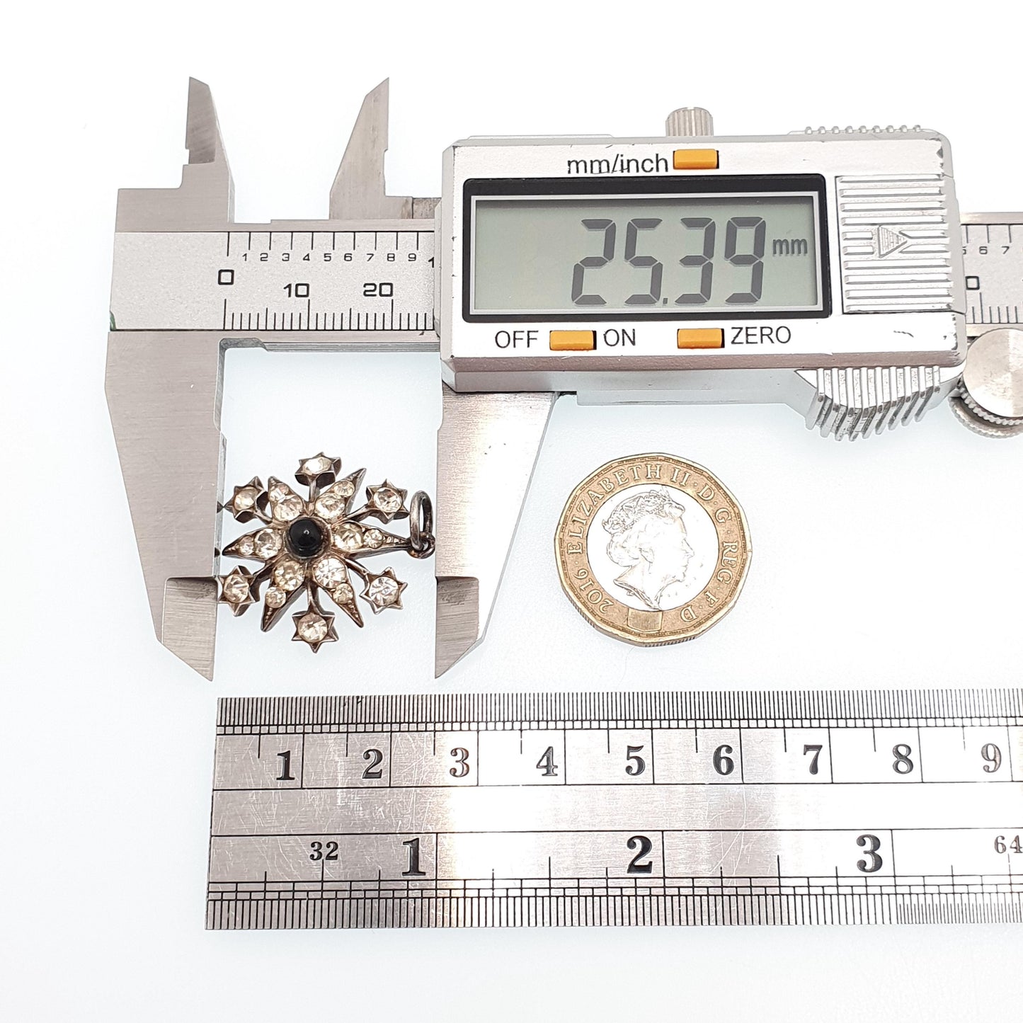 Antique Victorian Solid Silver Diamond Paste Star Pendant Necklace Onyx Gemstone North Star Vintage 1800s Night Womens Jewelry Jewellery