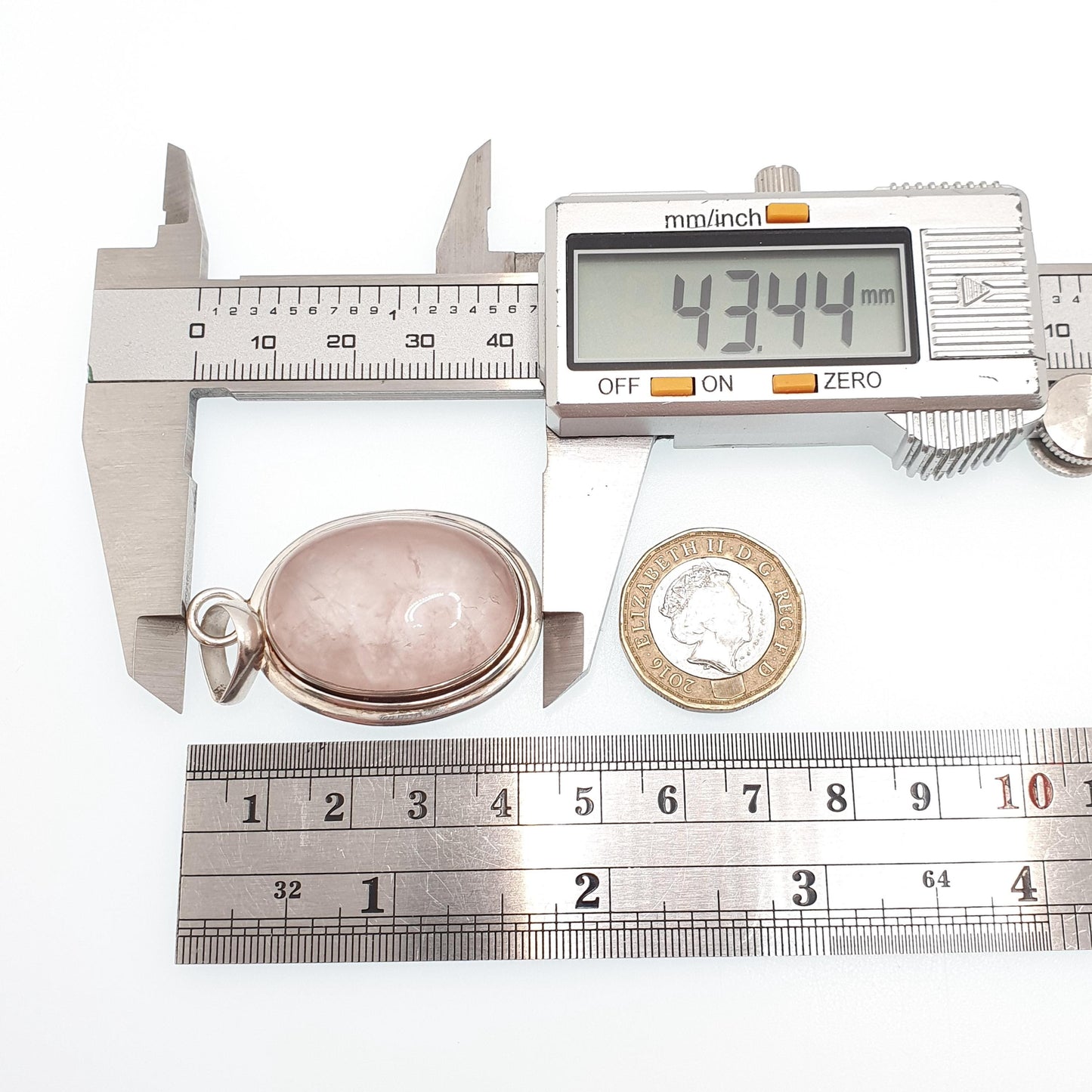 Vintage Sterling Silver Rose Quartz Necklace Pendant 1990s Large Oval Cabochon Pink Gemstone Solid 925 Jewellery Womens Jewelry Ladies