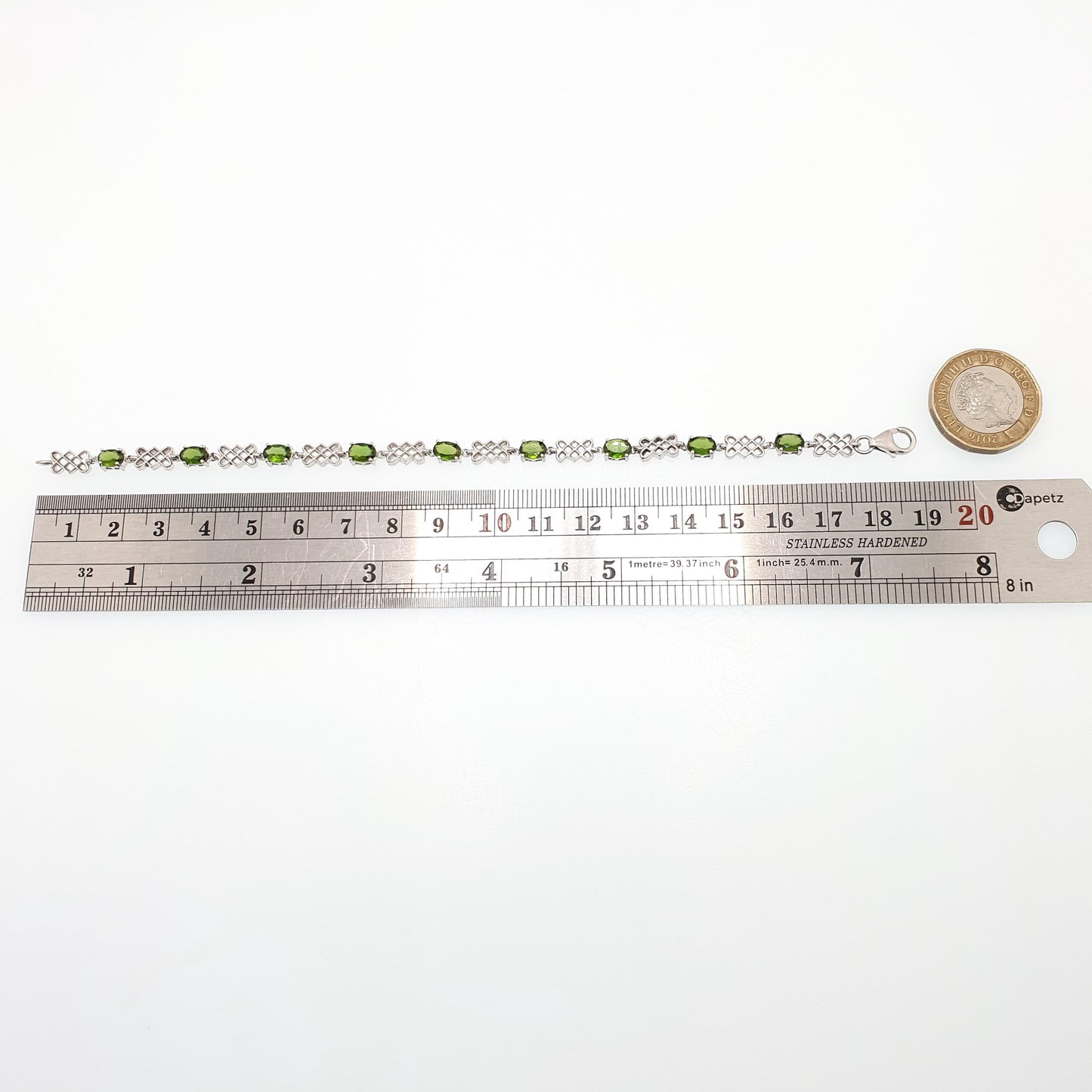 Vintage Green Tourmaline Sterling Silver Bracelet Genuine Real Oval Cut 7.38g Gemstones Dark Deep Retro Solid 925 Womens Jewelry Jewellery