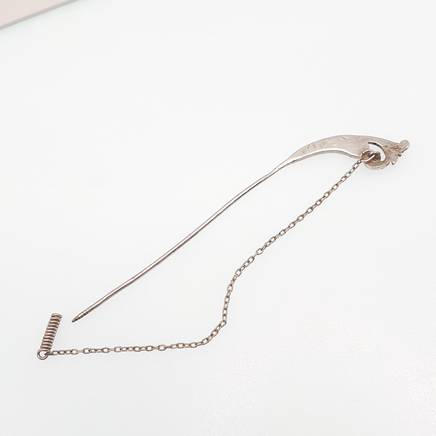 RESERVED/SOLD DON Antique Sterling Silver Art Nouveau Stick Pin Mother of Pearl Shell Gemstone Scroll Swirl Vintage Jacket