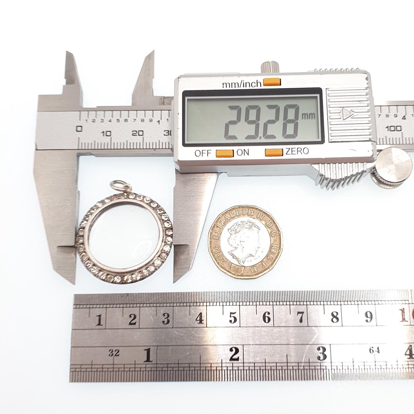 Antique Sterling Silver Locket Diamond Paste Pendant Edwardian Necklace Picture Photo Double Sided Fine Womens Vintage Jewelry Jewellery