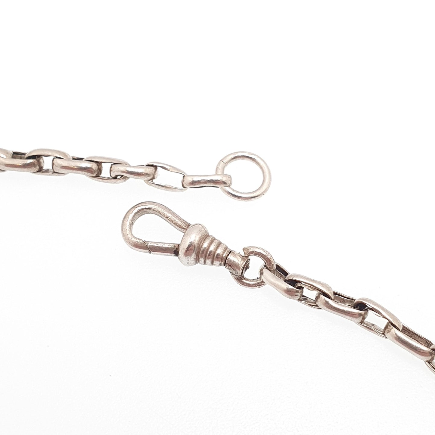 Antique Victorian Solid Silver Chain Necklace Belcher Oval Cable Link Long 77cm 30.3" 15.11g Vintage Dog Clip Womens Jewellery Jewelry