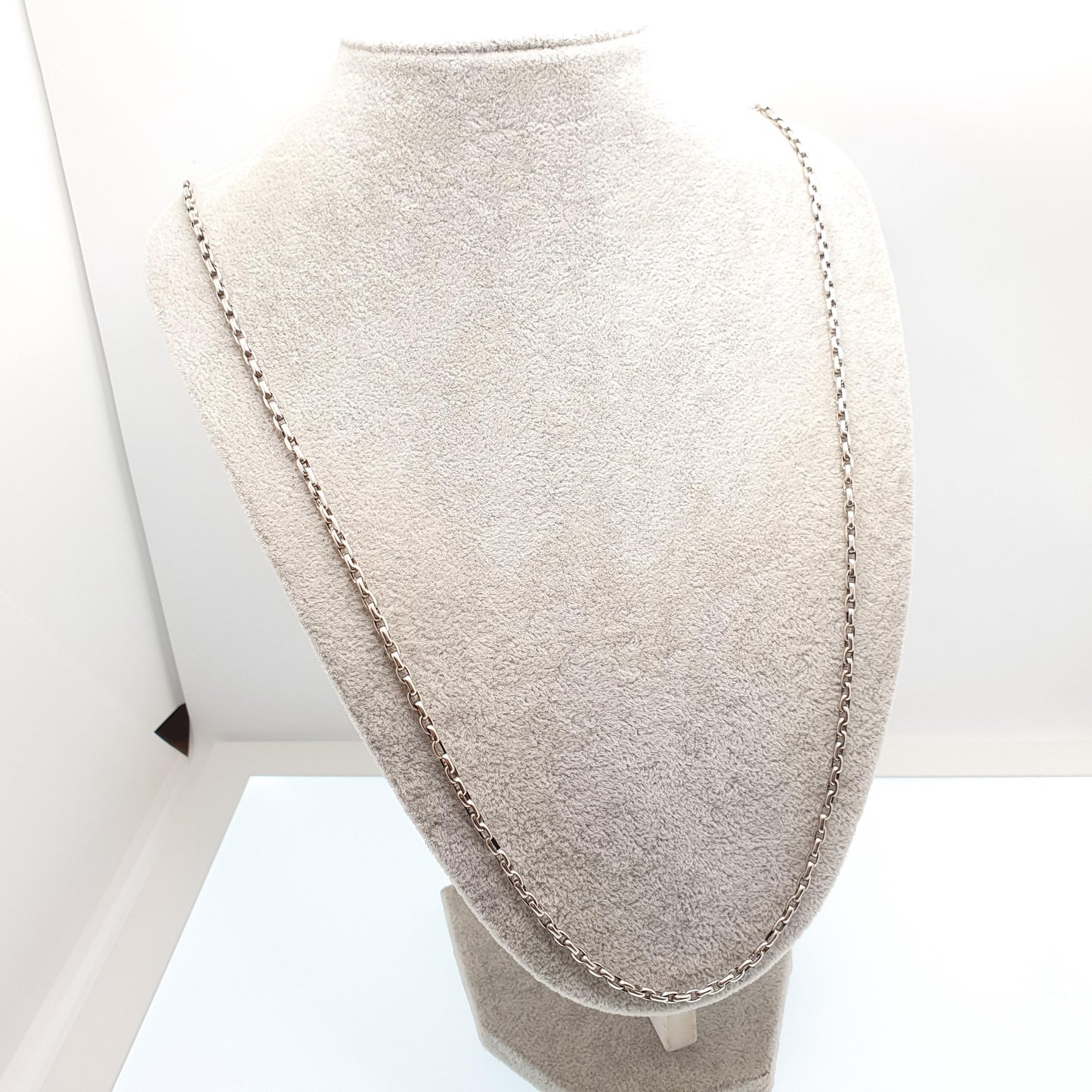 Antique Victorian Solid Silver Chain Necklace Belcher Oval Cable Link Long 77cm 30.3" 15.11g Vintage Dog Clip Womens Jewellery Jewelry