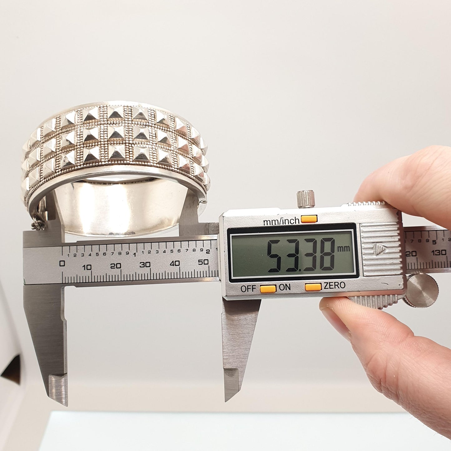 Antique Victorian Sterling Silver Studded Bracelet Snap Bangle 1882 Hallmark Gothic Square Stud Rock Punk Fine Estate 1800s Vintage Womens