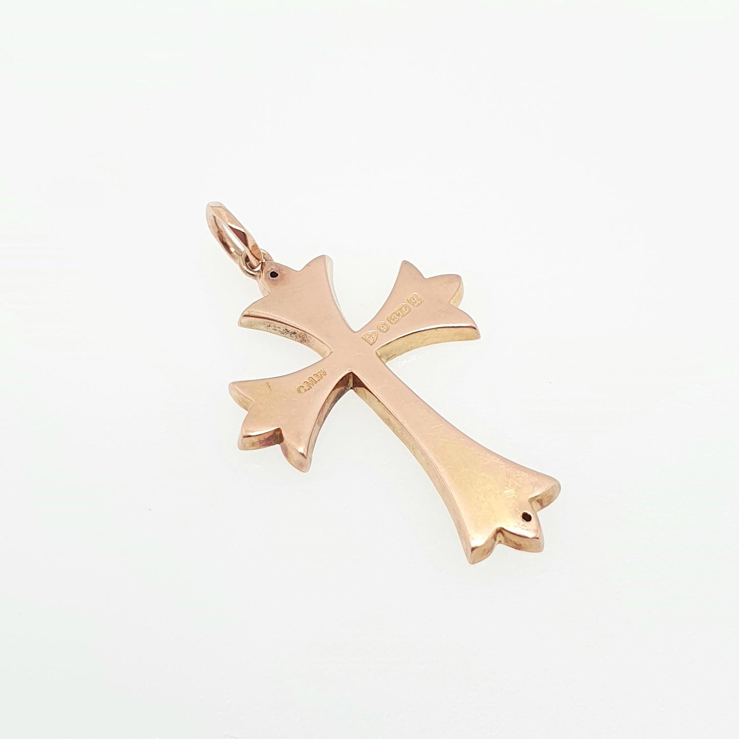 Antique 9ct 9k Gold Crucifix Necklace Cross Pendant 1911 Hallmark Engraved Cruciform Solid 9k 375 Vintage Womens Mens Jewellery Jewelry