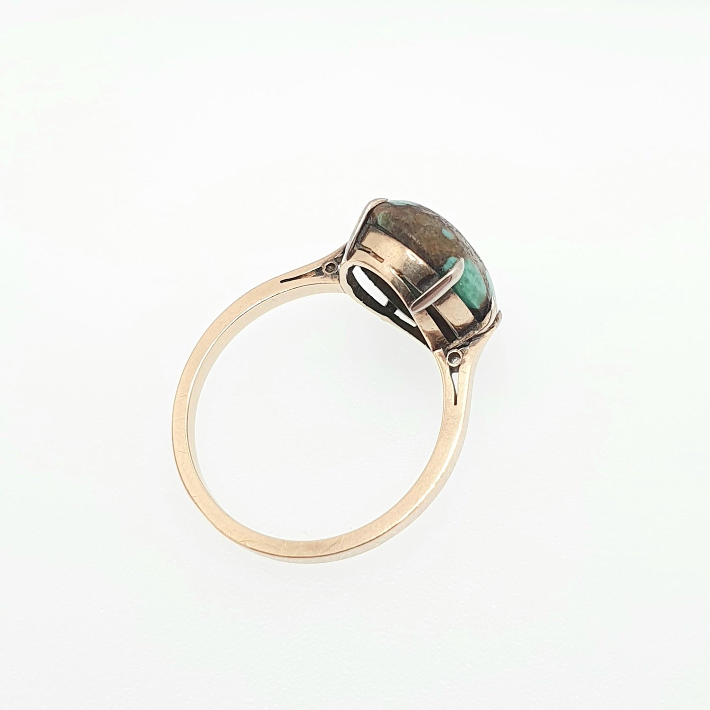 Antique Turquoise Gold Ring Solid 9ct 9k 9kt Natural Matrix Gemstone Signet Big Large Oval Vintage Womens Ladies Jewelry Jewellery