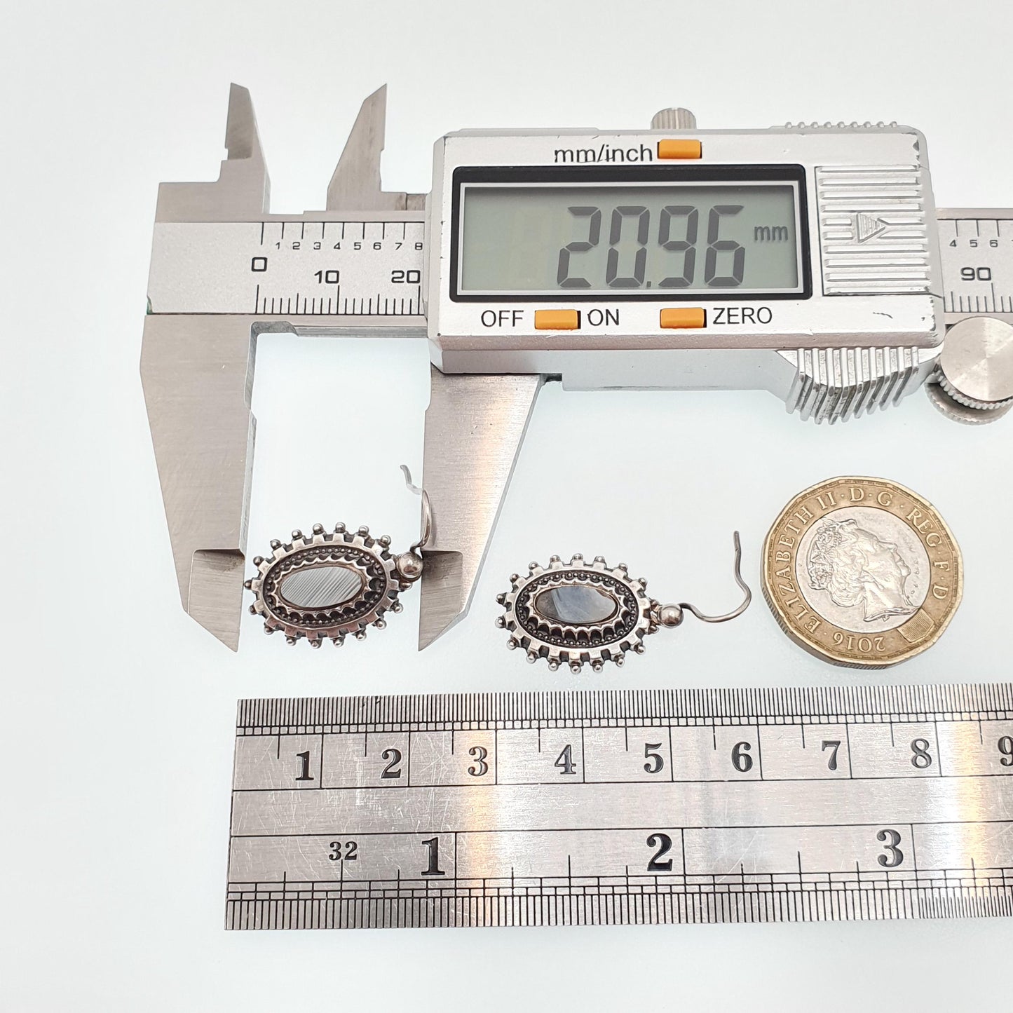 Antique Victorian Sterling Silver Scottish Earrings Montrose Lace Agate Hook Dangle Drop Fine Estate Scotland Womens Jewelry Jewellery