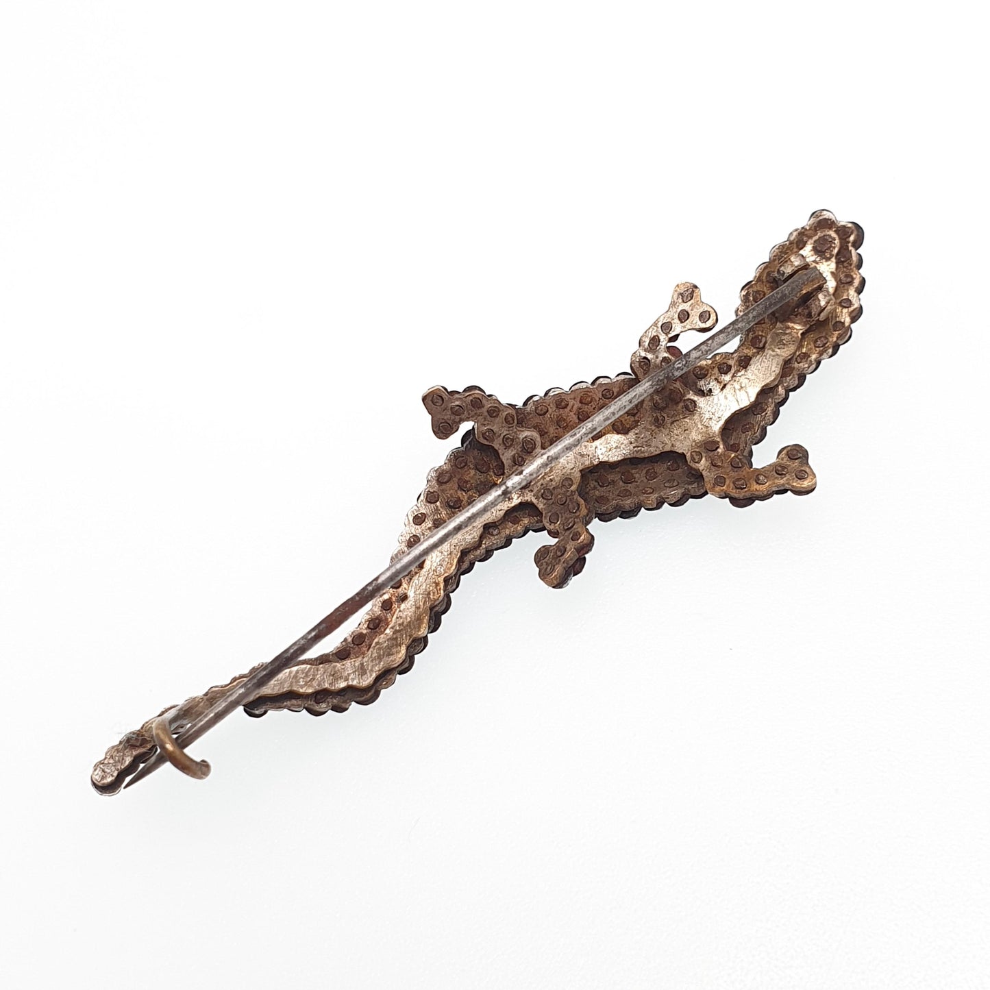 Antique Georgian Steel Cut Lizard Brooch Pin Rare Gecko Early 1800s Pre Victorian Animal Reptile Handmade Artisan Vintage Jewelry Jewellery