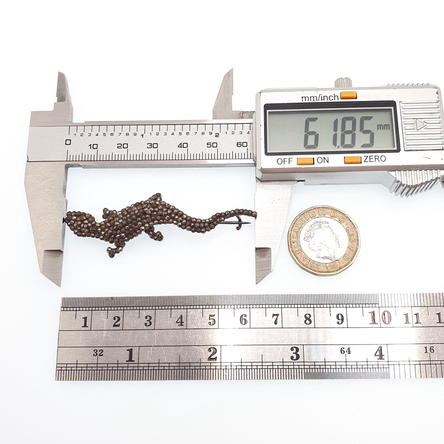 Antique Georgian Steel Cut Lizard Brooch Pin Rare Gecko Early 1800s Pre Victorian Animal Reptile Handmade Artisan Vintage Jewelry Jewellery