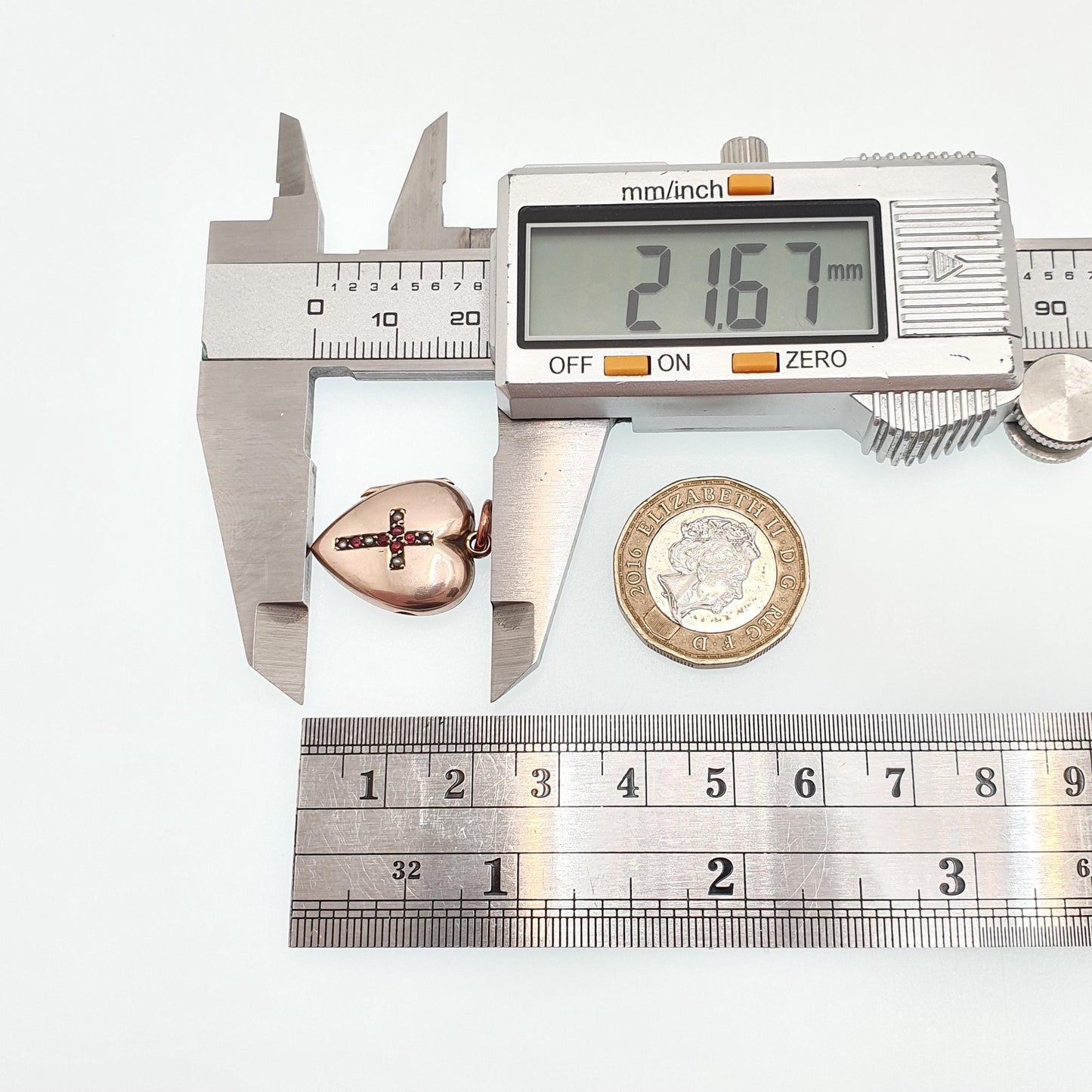 Antique 9ct 9k Gold Heart Locket Ruby Paste Seed Pearl Crucifix Victorian Solid 375 Rose Pendant Back Front Photo Vintage Jewelry Jewellery